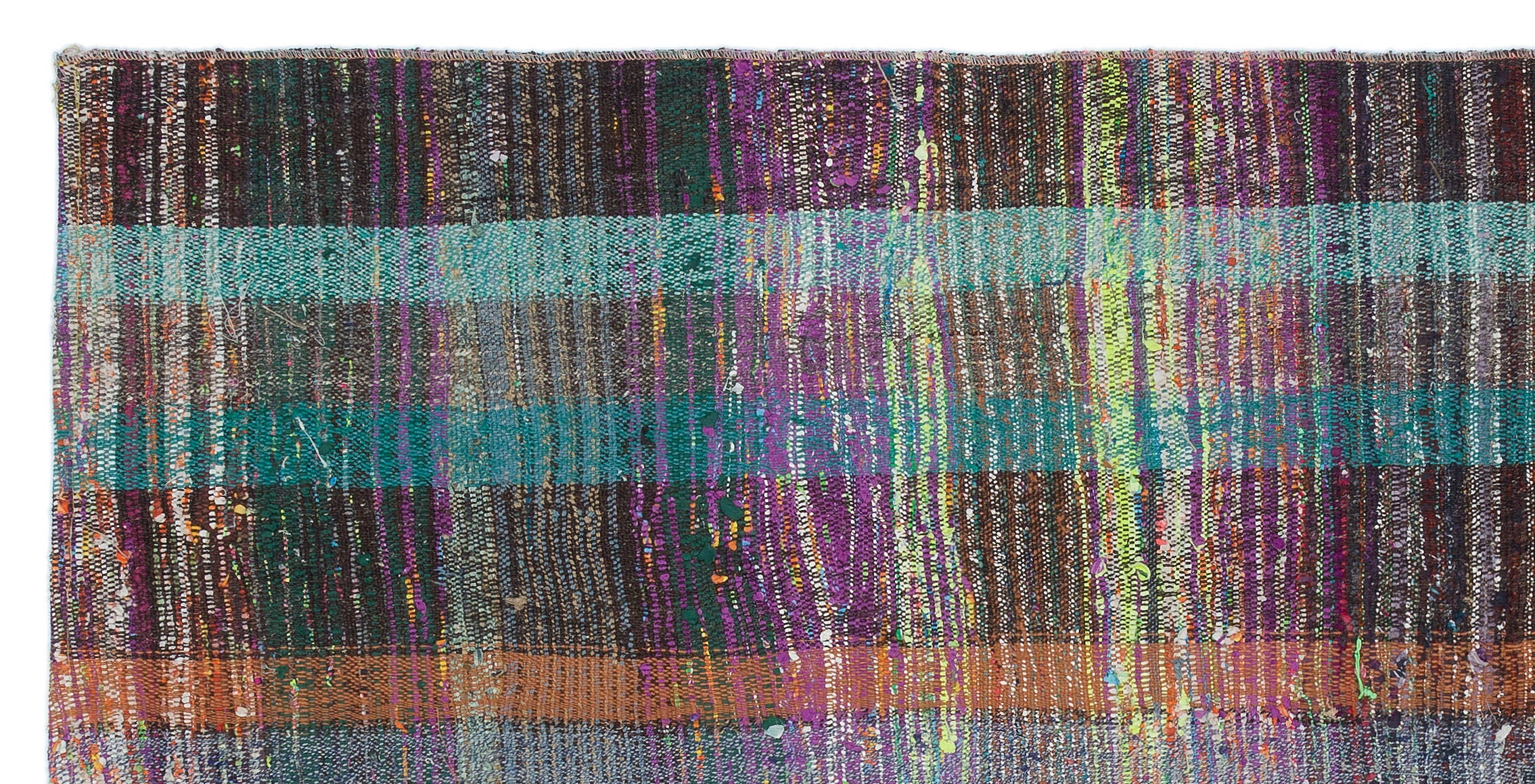 Girit Brown Striped Wool Handmade Area Rug 3'3" x 6'9"