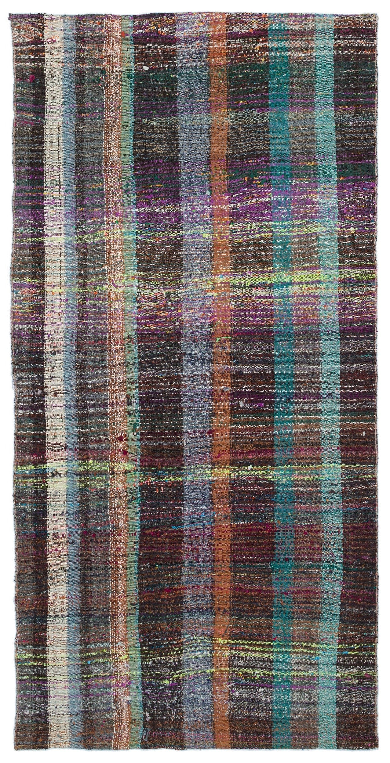 Girit Brown Striped Wool Handmade Area Rug 3'3" x 6'9"