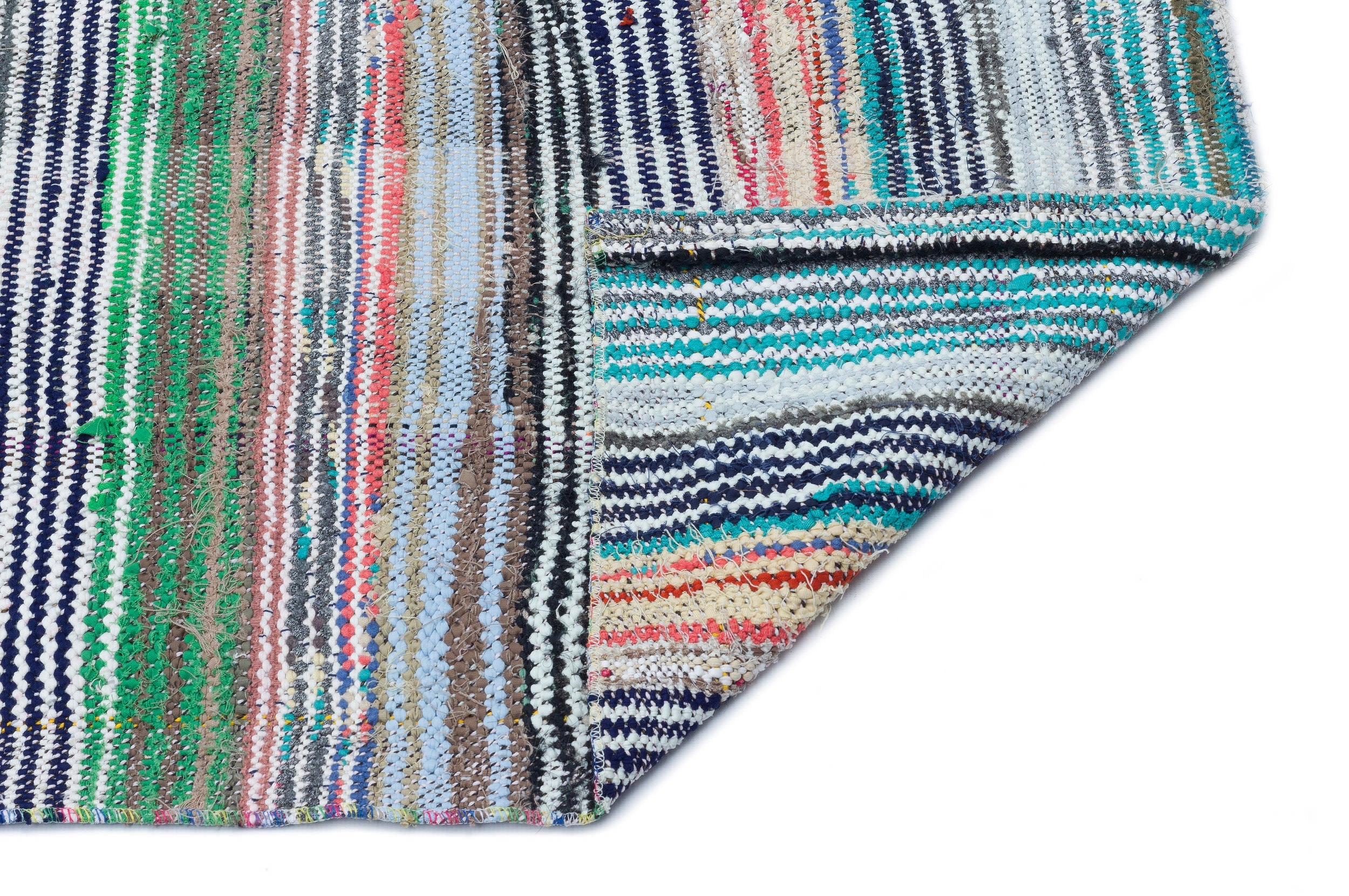 Girit Beige Striped Wool Handmade Area Rug 5'3" x 8'10"