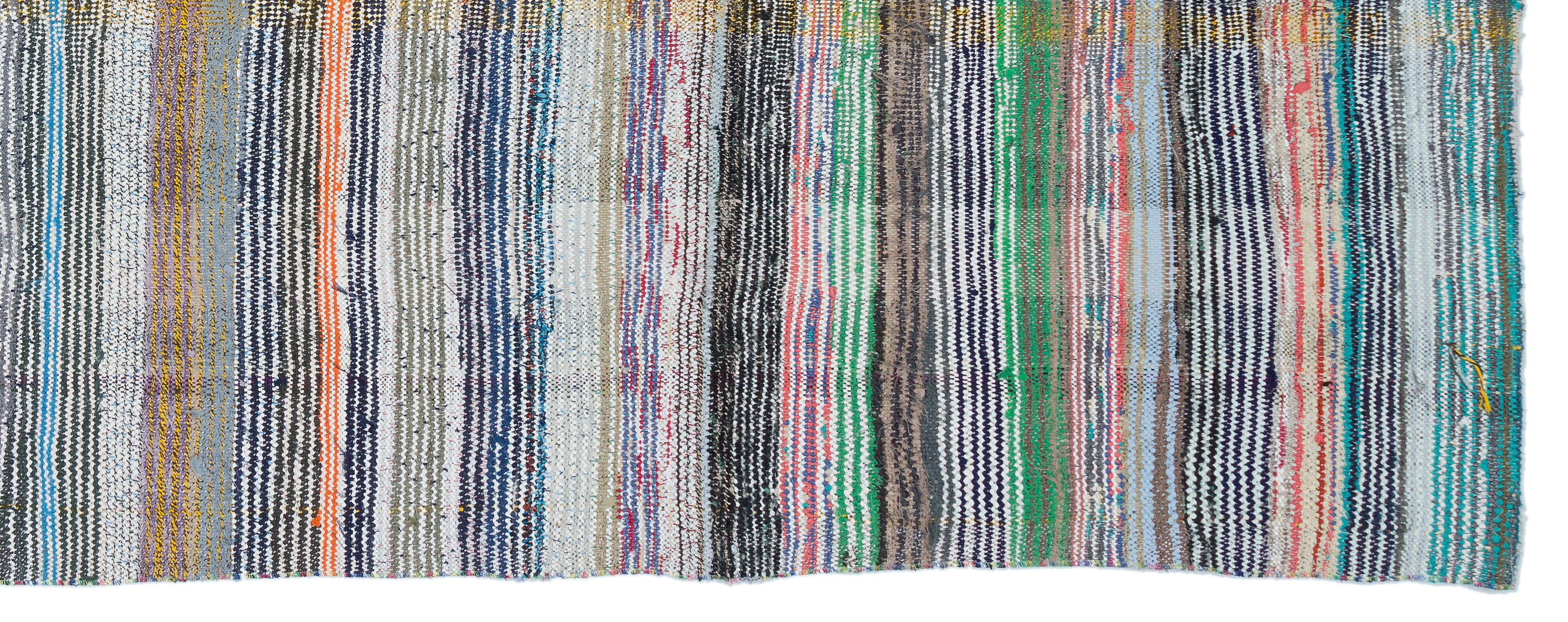 Girit Beige Striped Wool Handmade Area Rug 5'3" x 8'10"