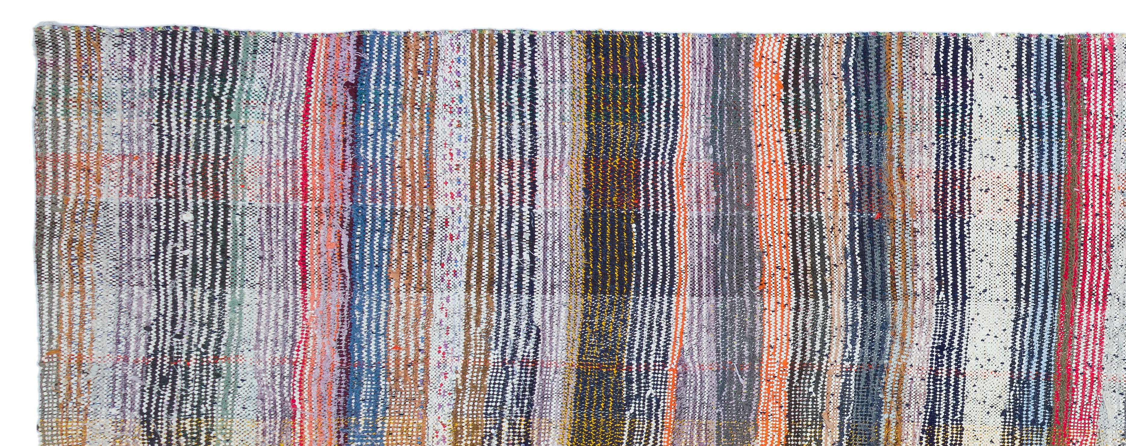 Girit Beige Striped Wool Handmade Area Rug 5'3" x 8'10"