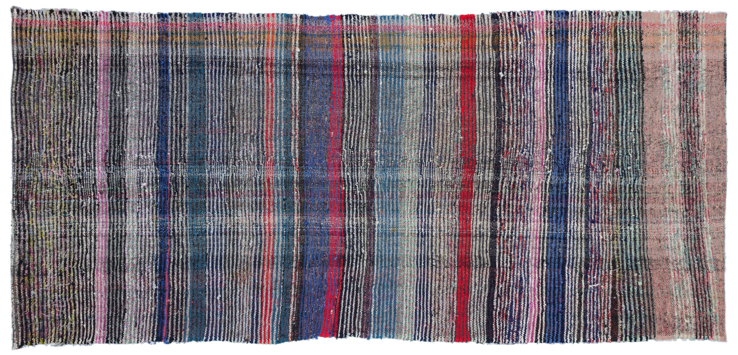 Girit Beige Striped Wool Handmade Area Rug 4'11" x 10'3"