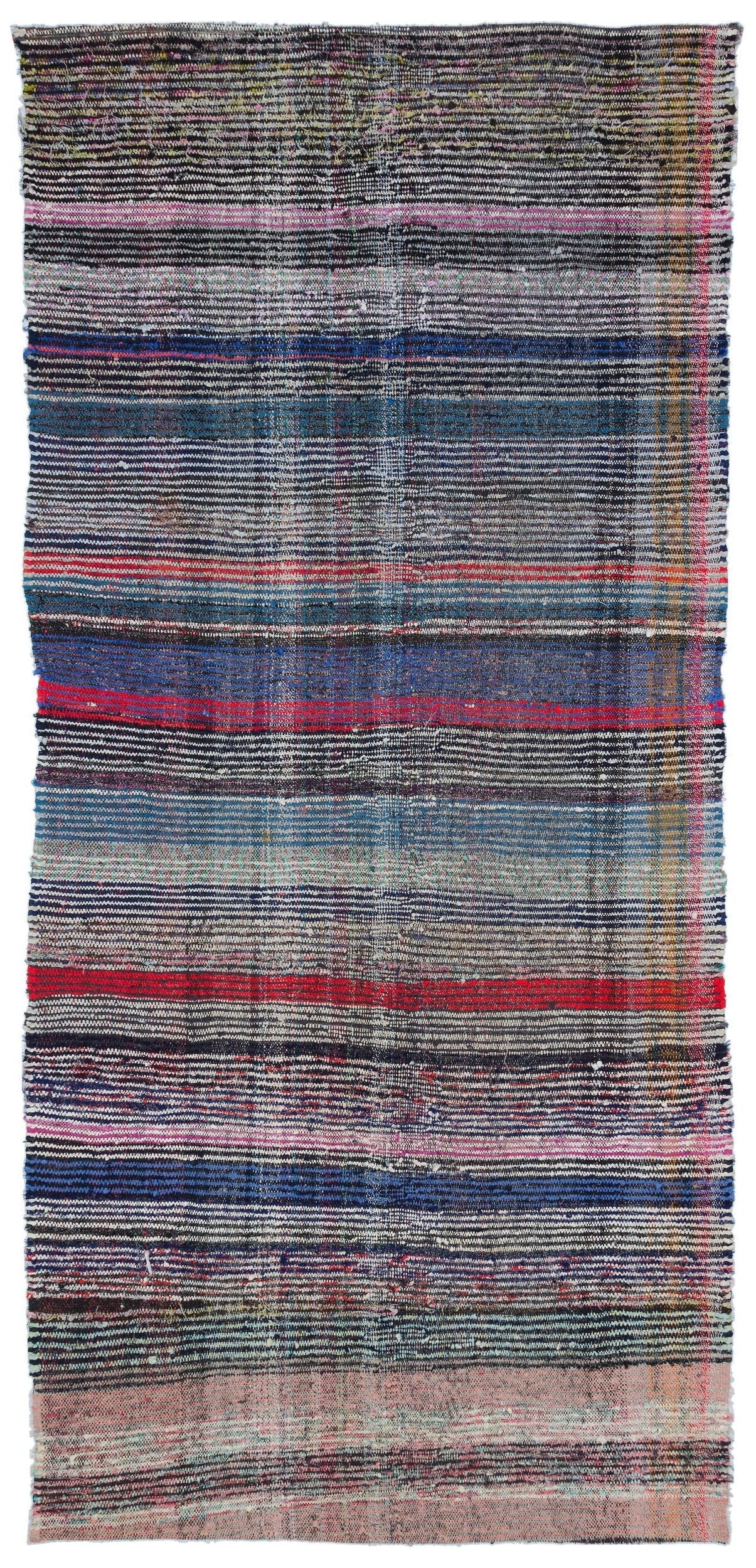 Girit Beige Striped Wool Handmade Area Rug 4'11" x 10'3"