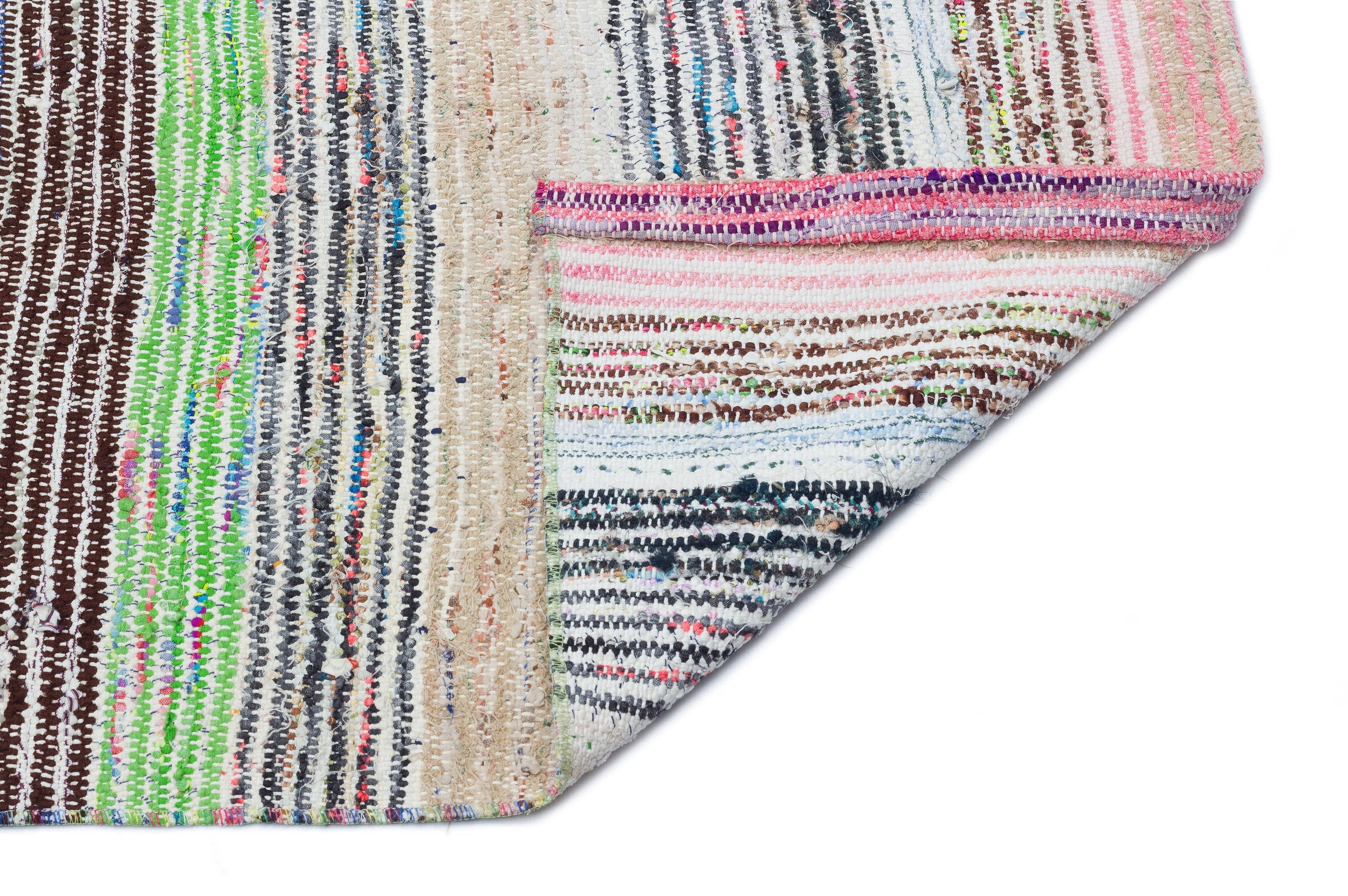 Girit Beige Striped Wool Handmade Area Rug 4'5" x 11'2"