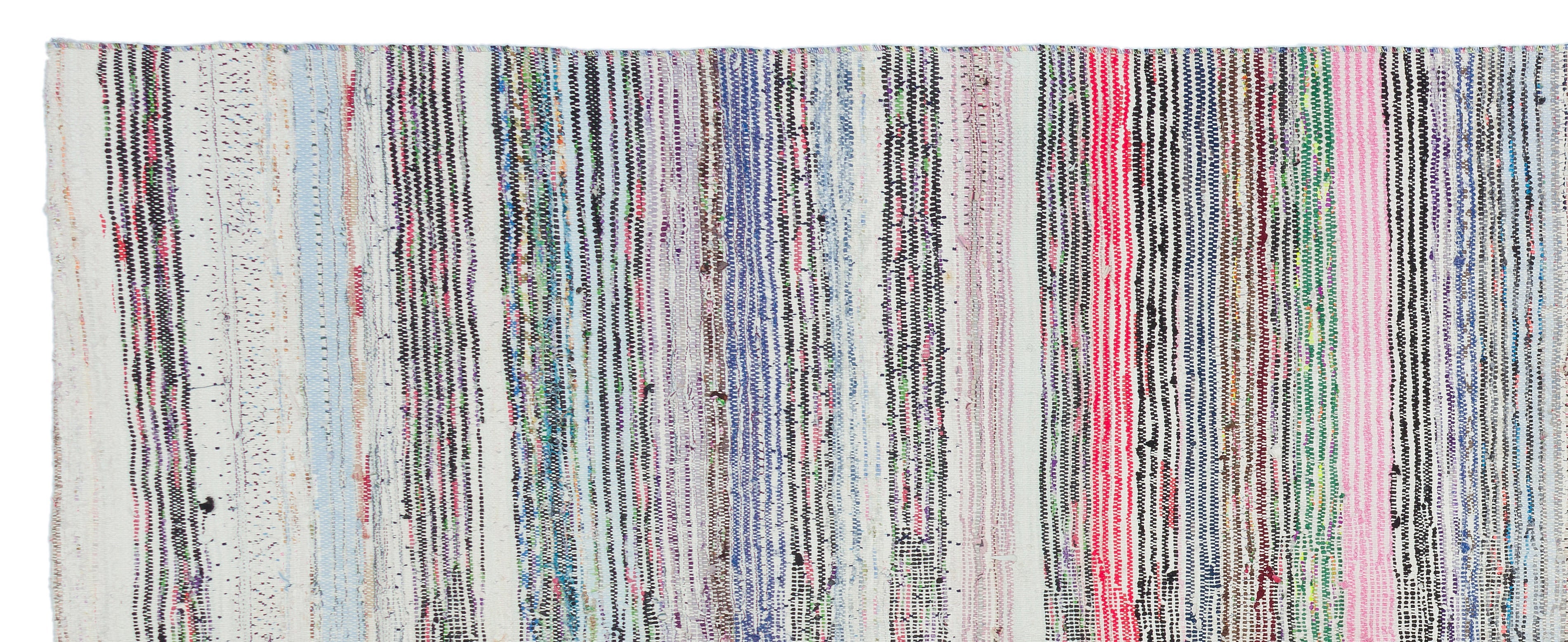 Girit Beige Striped Wool Handmade Area Rug 4'5" x 11'2"