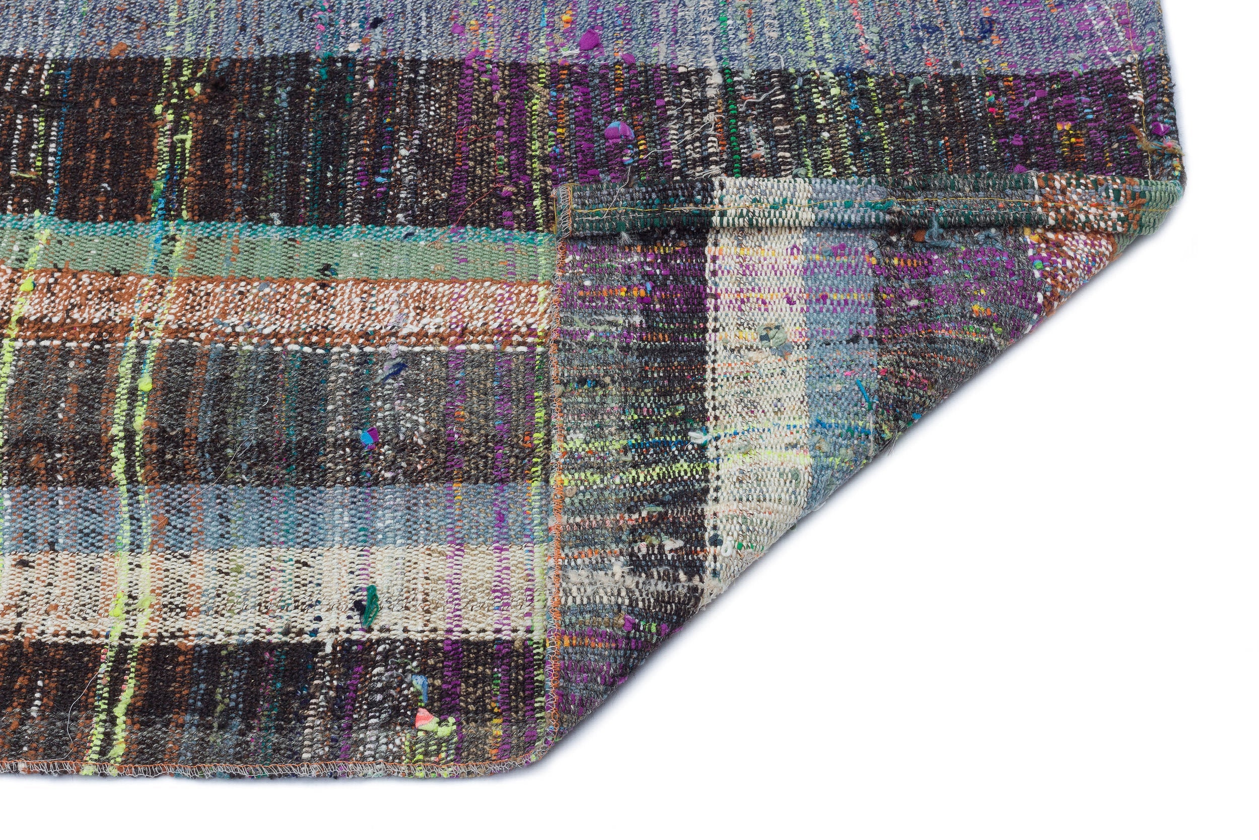 Girit Brown Striped Wool Handmade Area Rug 3'3" x 6'10"
