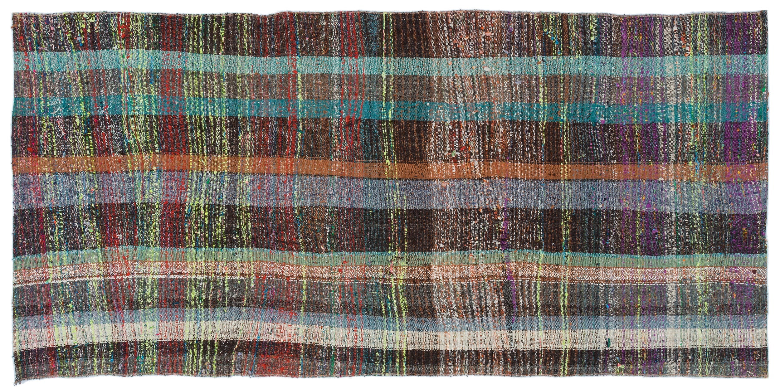 Girit Brown Striped Wool Handmade Area Rug 3'3" x 6'10"