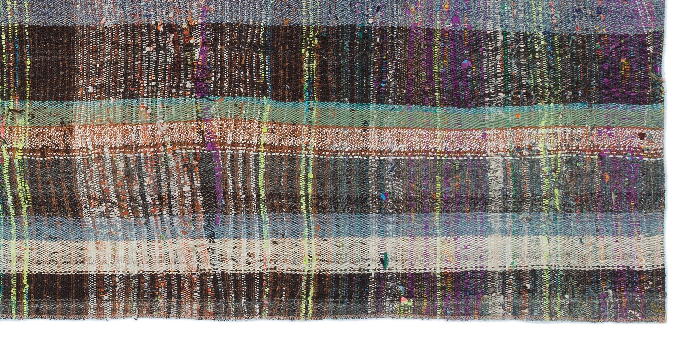 Girit Brown Striped Wool Handmade Area Rug 3'3" x 6'10"