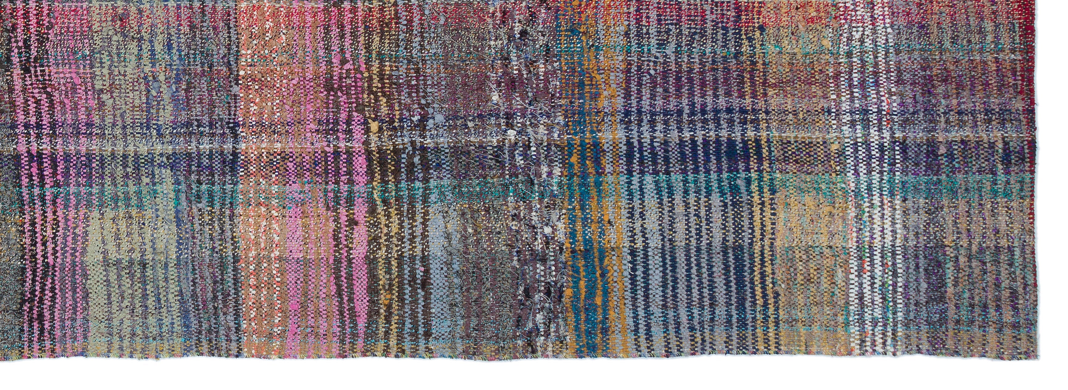 Girit Grey Striped Wool Handmade Area Rug 3'5" x 10'2"