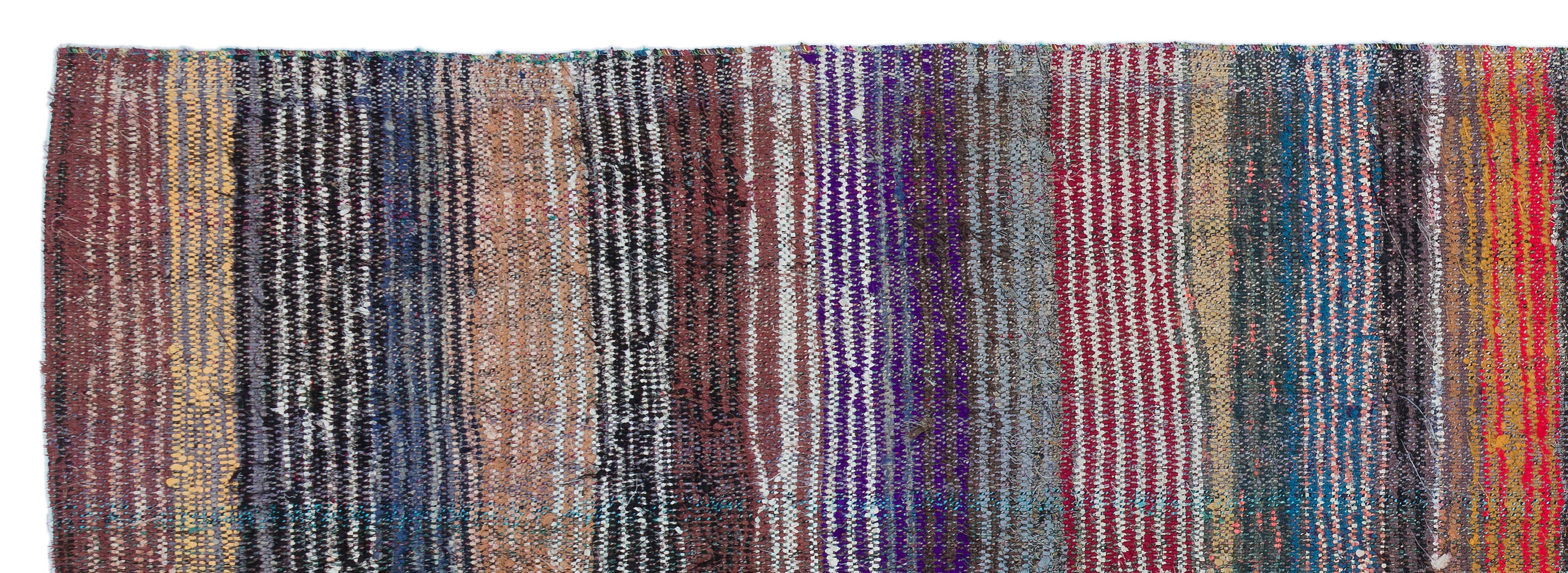 Girit Grey Striped Wool Handmade Area Rug 3'5" x 10'2"