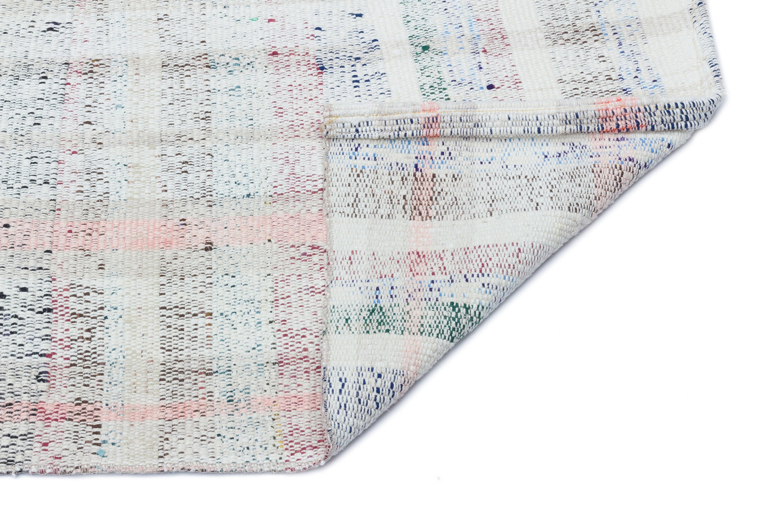 Girit Beige Striped Wool Handmade Area Rug 2'11" x 7'7"