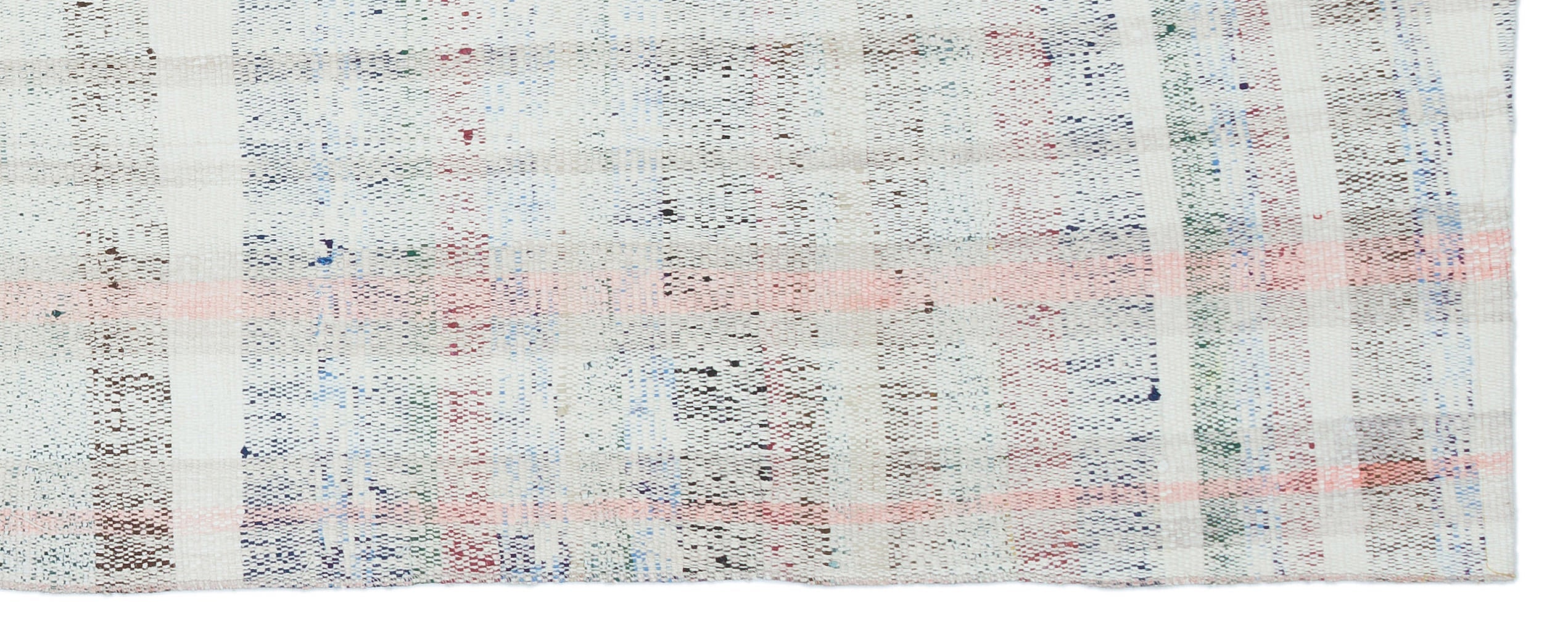 Girit Beige Striped Wool Handmade Area Rug 2'11" x 7'7"