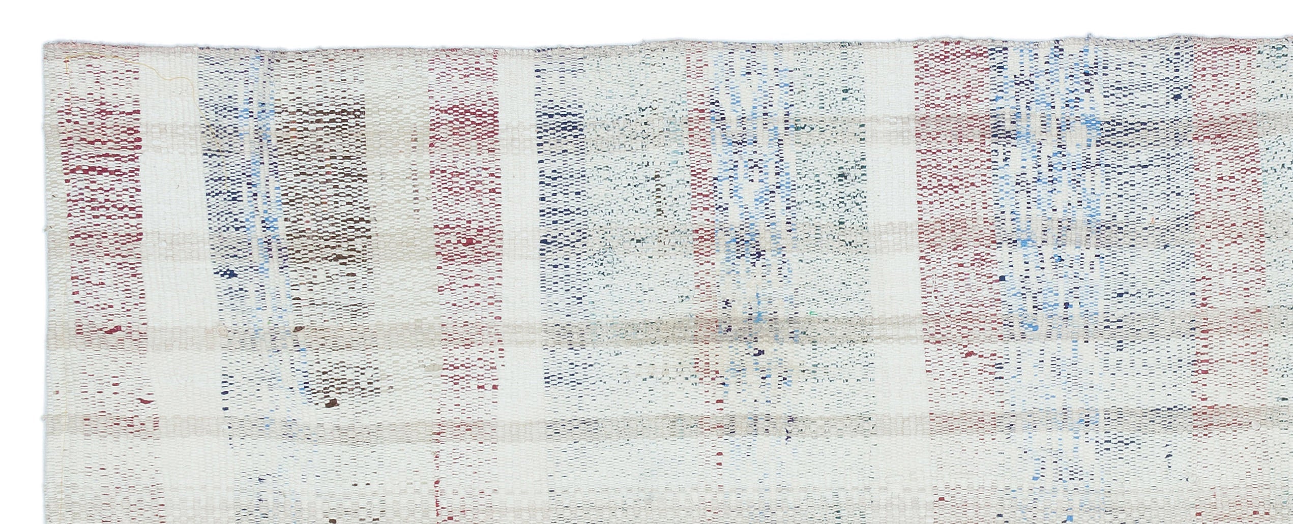 Girit Beige Striped Wool Handmade Area Rug 2'11" x 7'7"