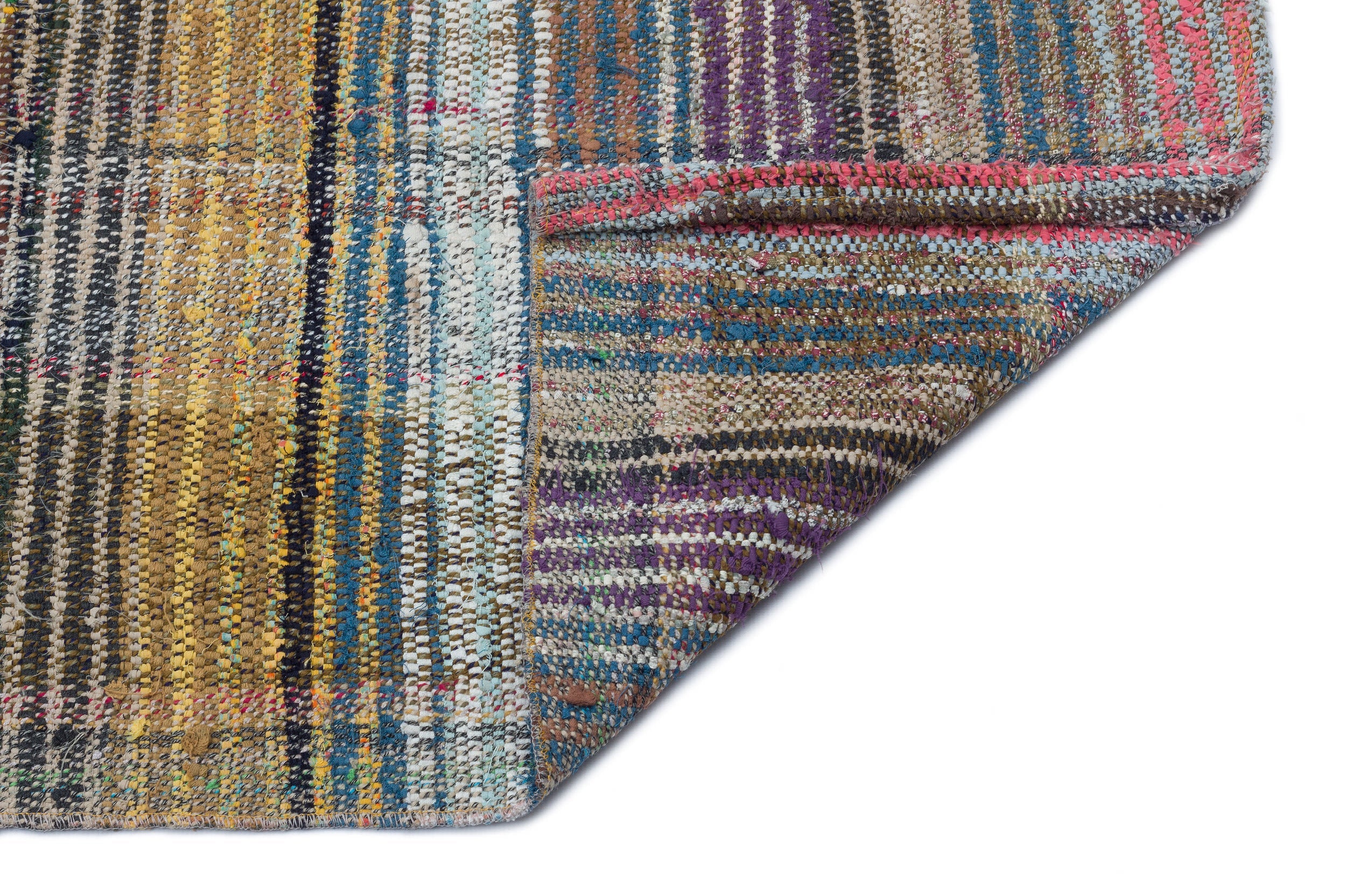 Girit Beige Striped Wool Handmade Area Rug 5'7" x 10'2"