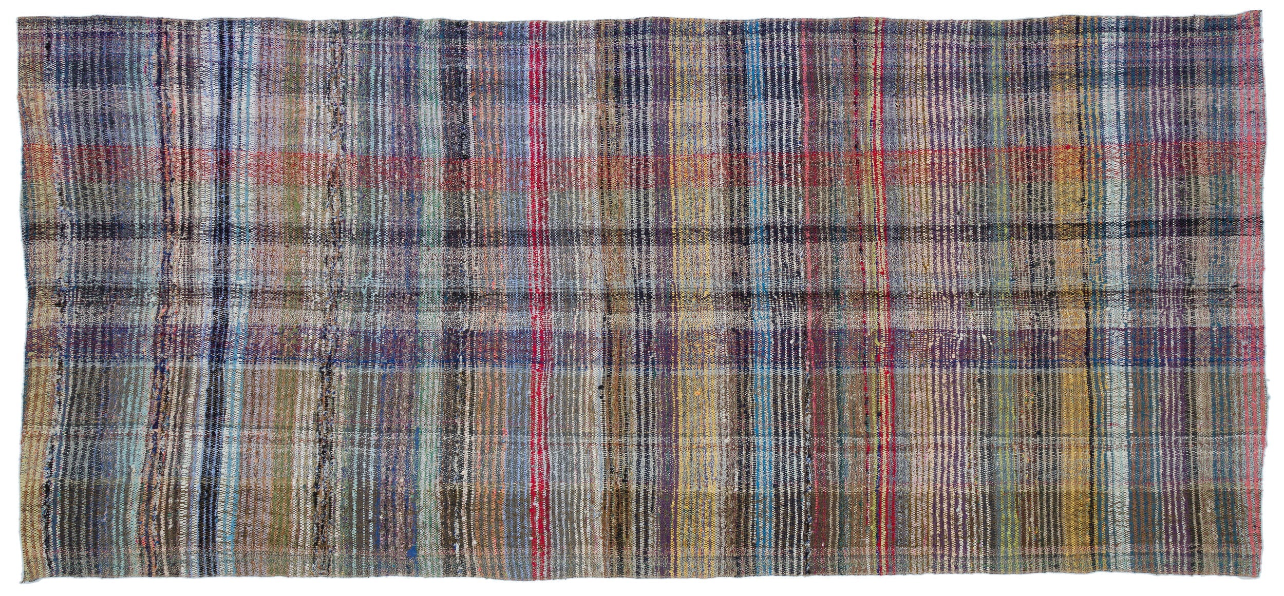 Girit Beige Striped Wool Handmade Area Rug 5'7" x 10'2"