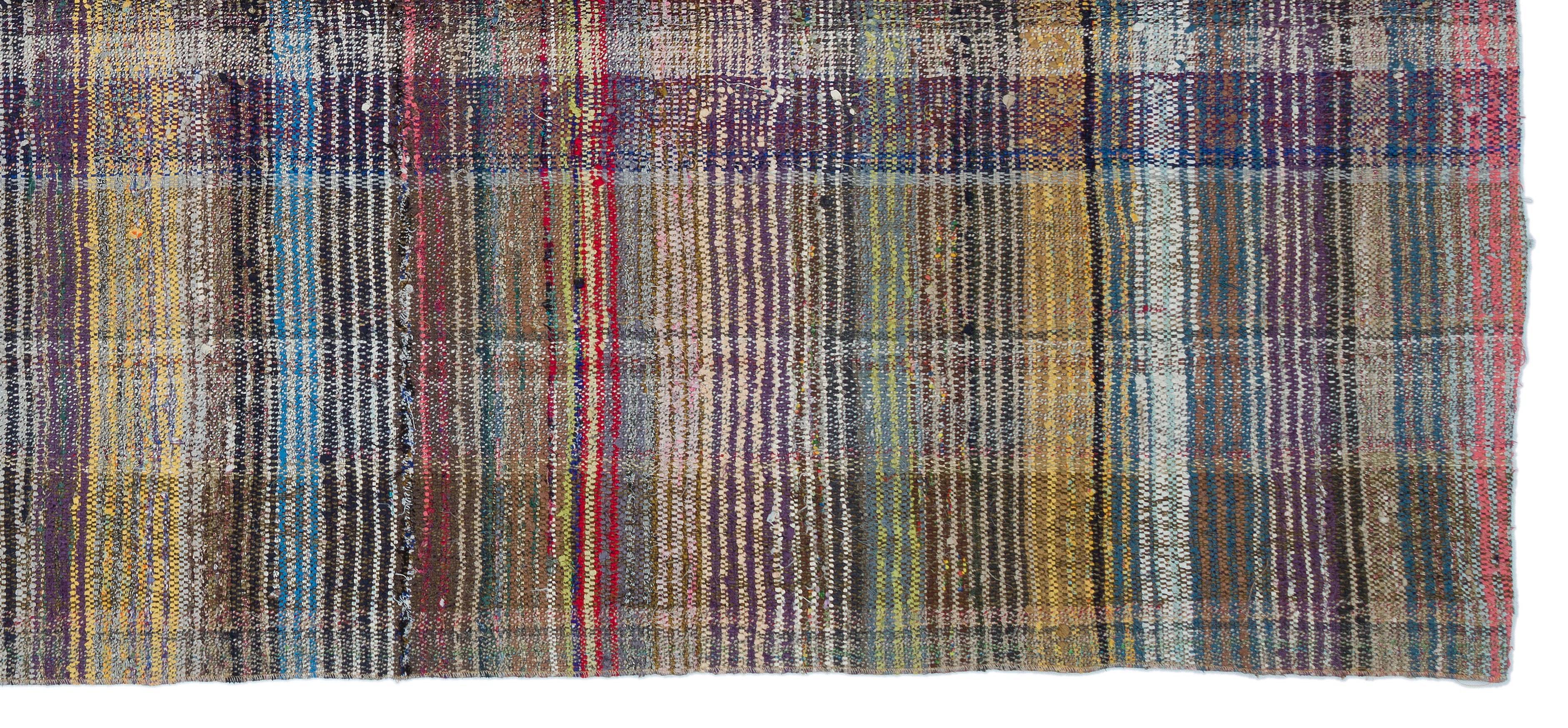 Girit Beige Striped Wool Handmade Area Rug 5'7" x 10'2"