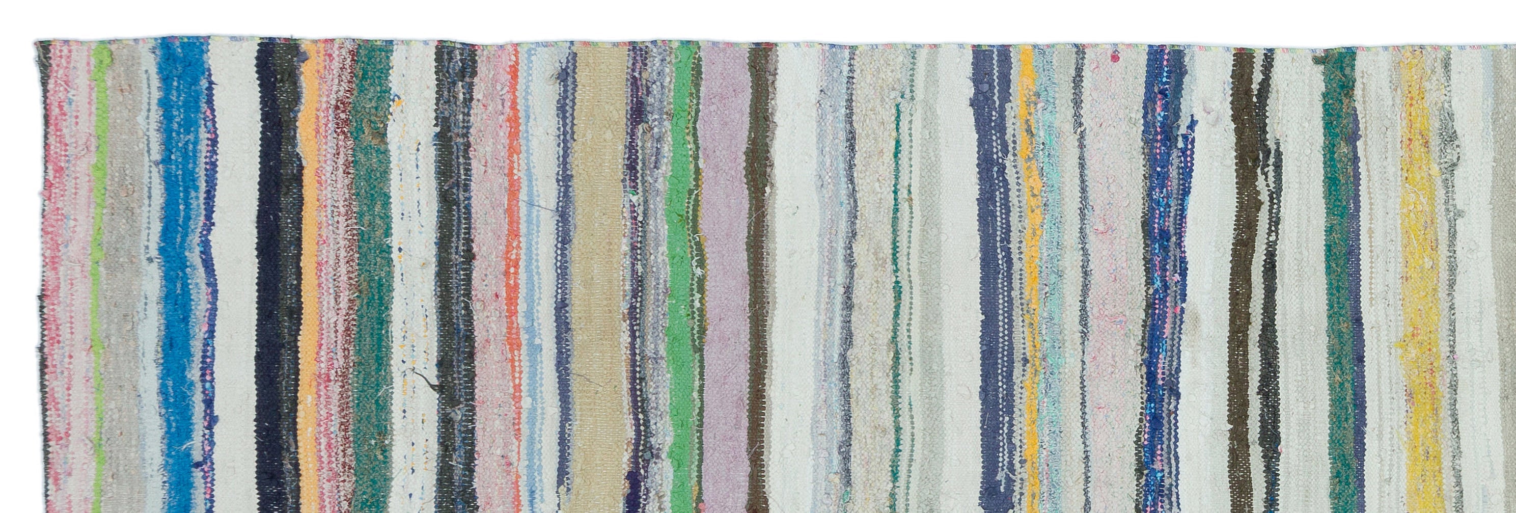 Girit Beige Striped Wool Handmade Area Rug 6'5" x 8'9"