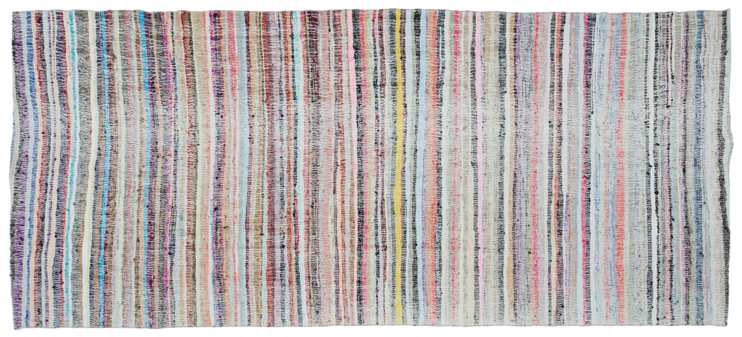 Girit Beige Striped Wool Handmade Area Rug 5'11" x 13'8"