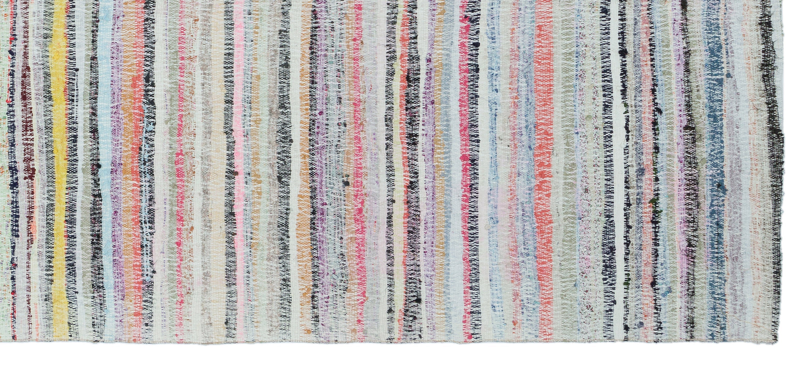 Girit Beige Striped Wool Handmade Area Rug 5'11" x 13'8"