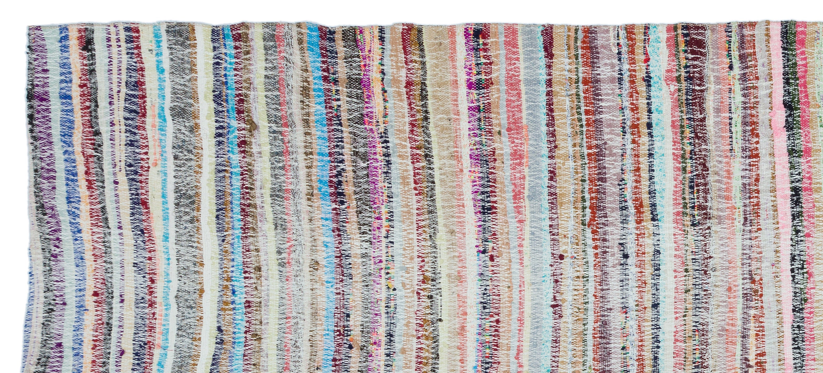 Girit Beige Striped Wool Handmade Area Rug 5'11" x 13'8"