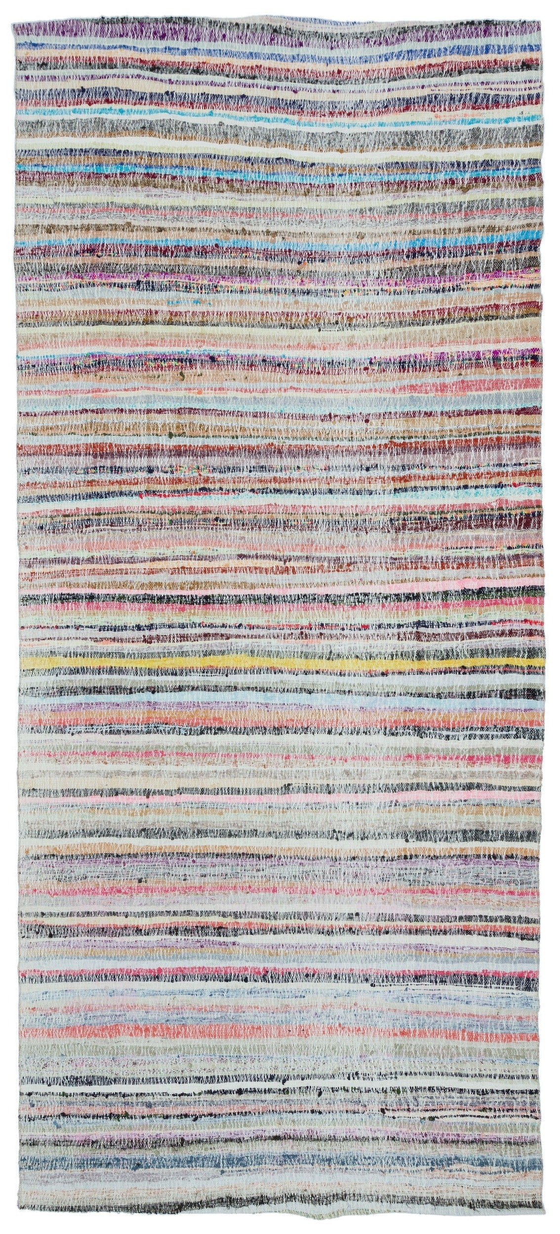 Girit Beige Striped Wool Handmade Area Rug 5'11" x 13'8"
