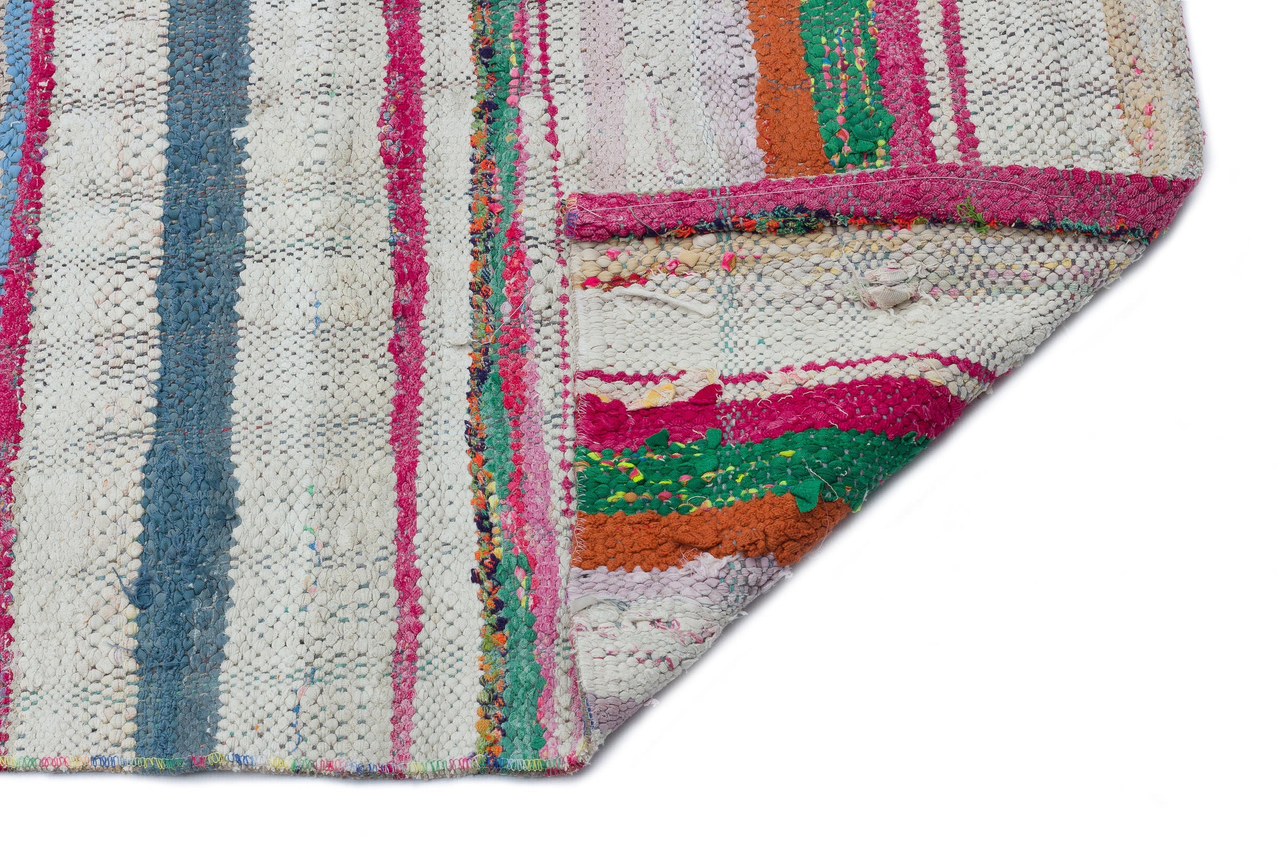 Girit Beige Striped Wool Handmade Area Rug 5'8" x 13'1"
