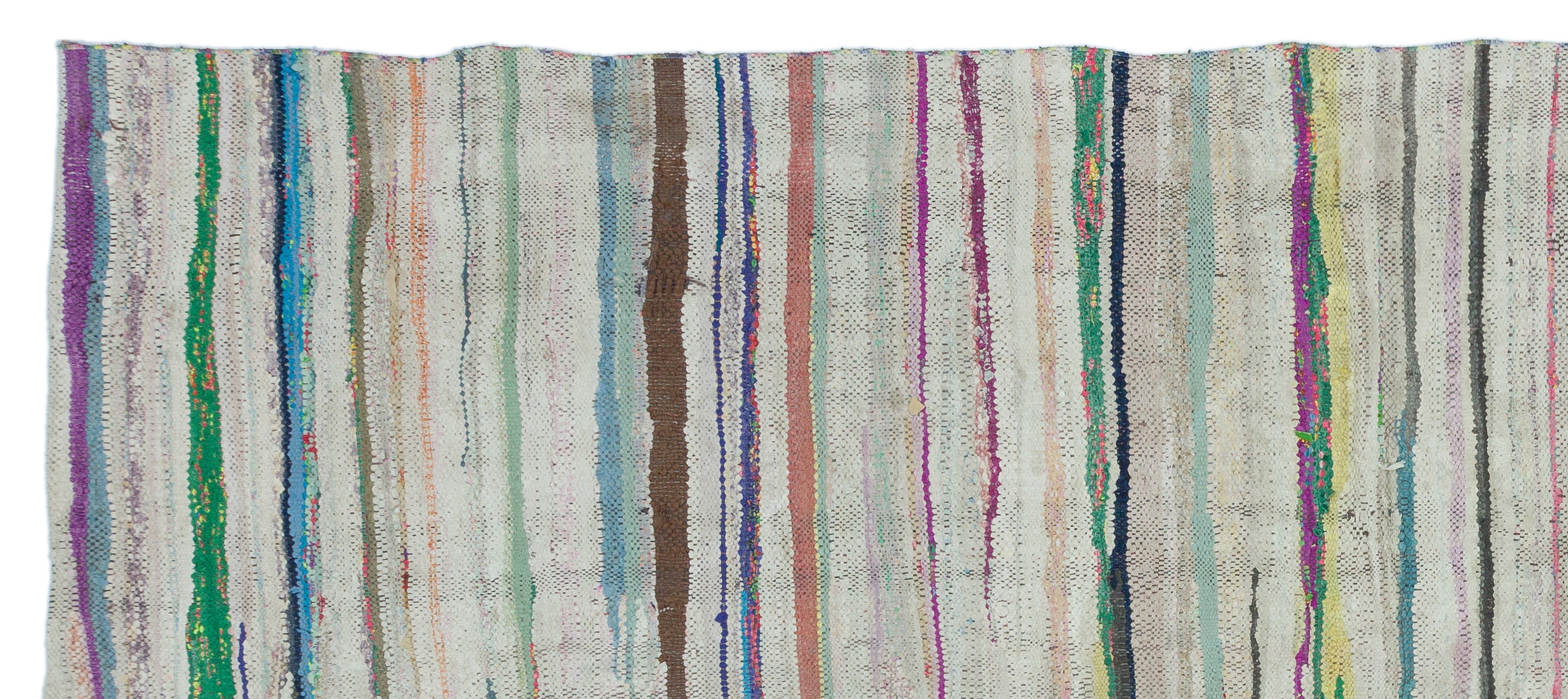 Girit Beige Striped Wool Handmade Area Rug 5'8" x 13'1"