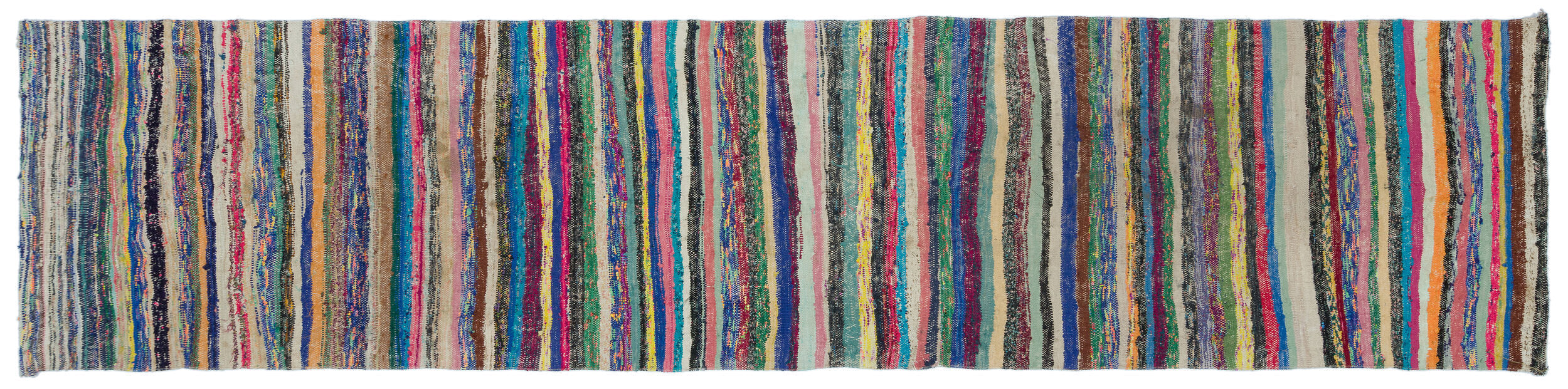 Girit Beige Striped Wool Handmade Area Rug 5'3" x 8'3"