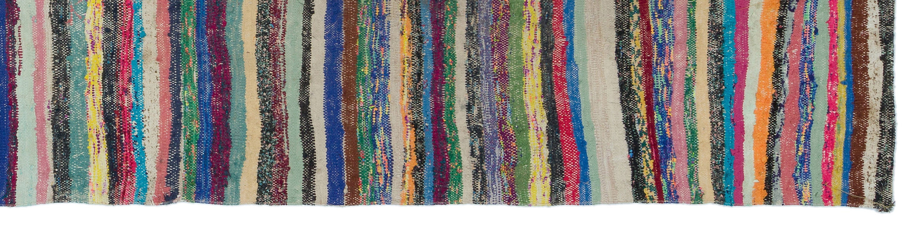 Girit Beige Striped Wool Handmade Area Rug 5'3" x 8'3"