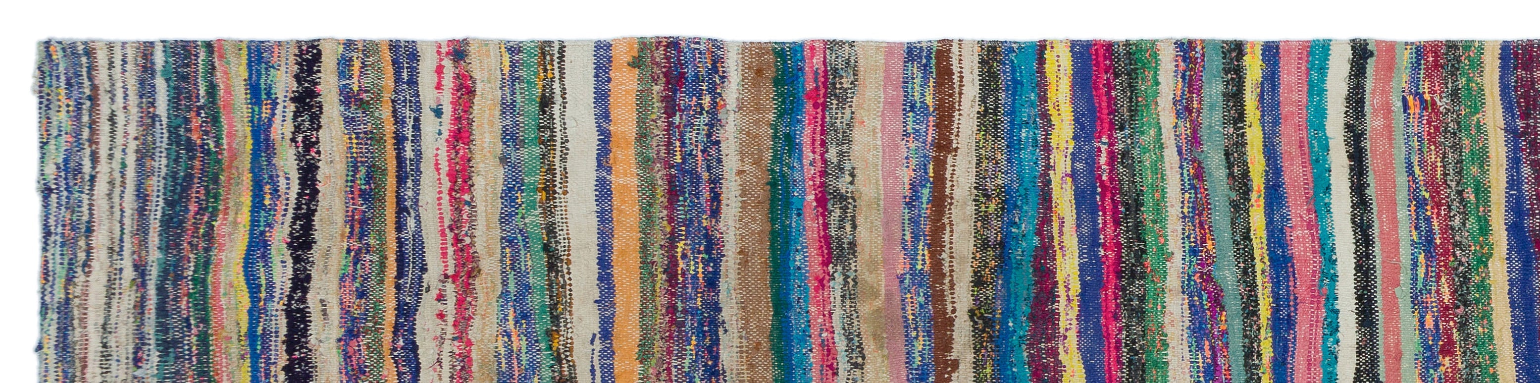 Girit Beige Striped Wool Handmade Area Rug 5'3" x 8'3"