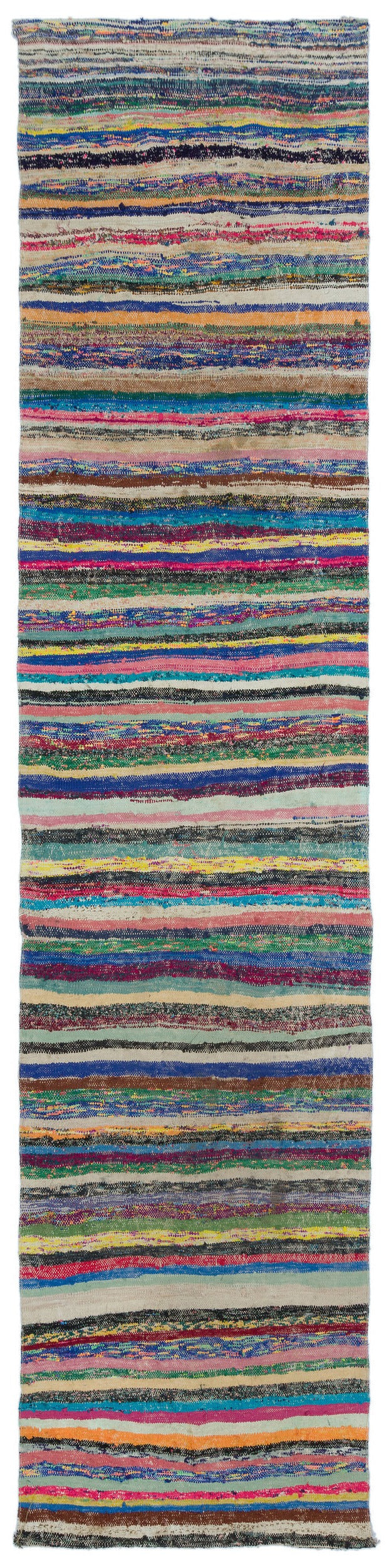 Girit Beige Striped Wool Handmade Area Rug 5'3" x 8'3"