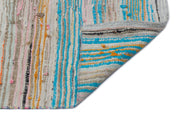 Girit Beige Striped Wool Handmade Area Rug 6'9" x 7'11"