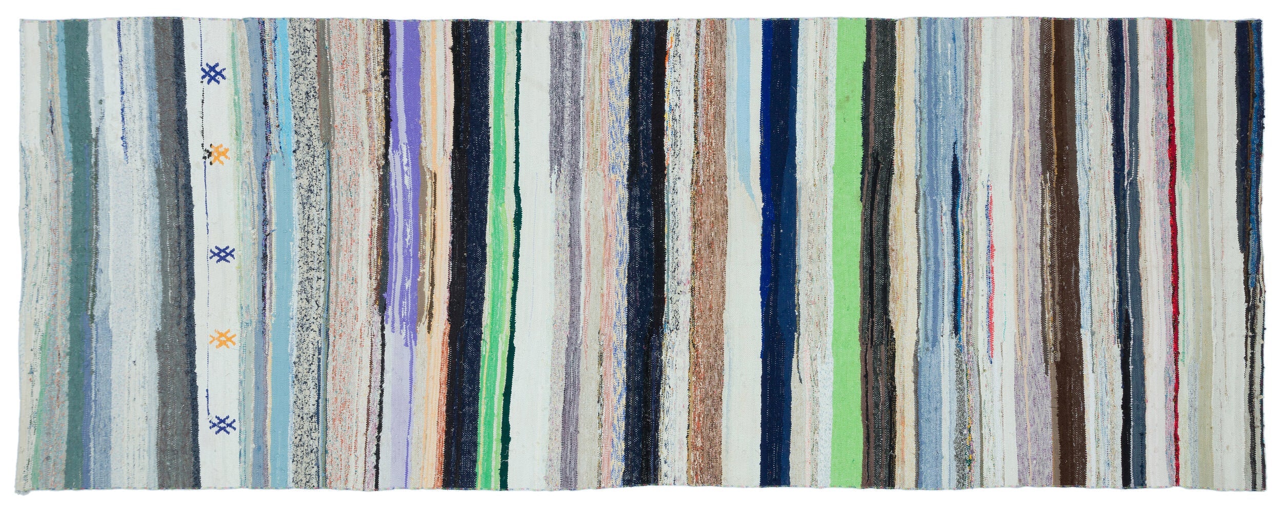 Girit Beige Striped Wool Handmade Area Rug 5'5" x 14'3"