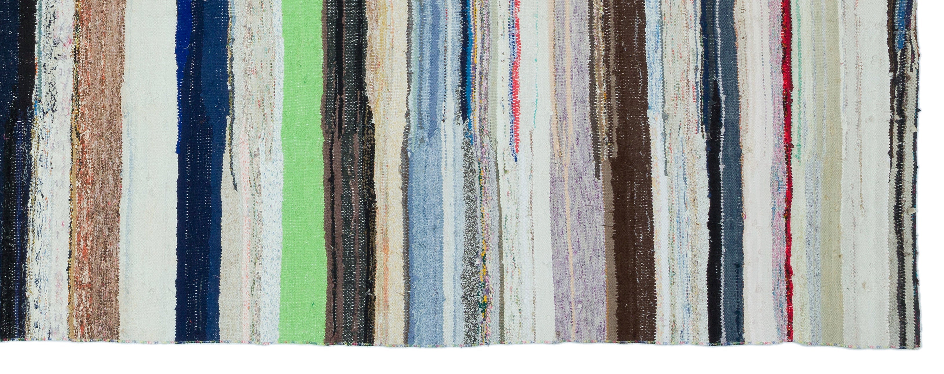 Girit Beige Striped Wool Handmade Area Rug 5'5" x 14'3"