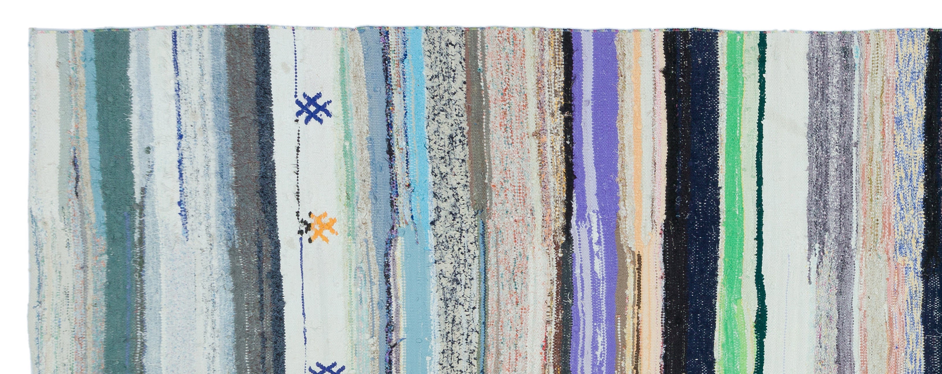 Girit Beige Striped Wool Handmade Area Rug 5'5" x 14'3"