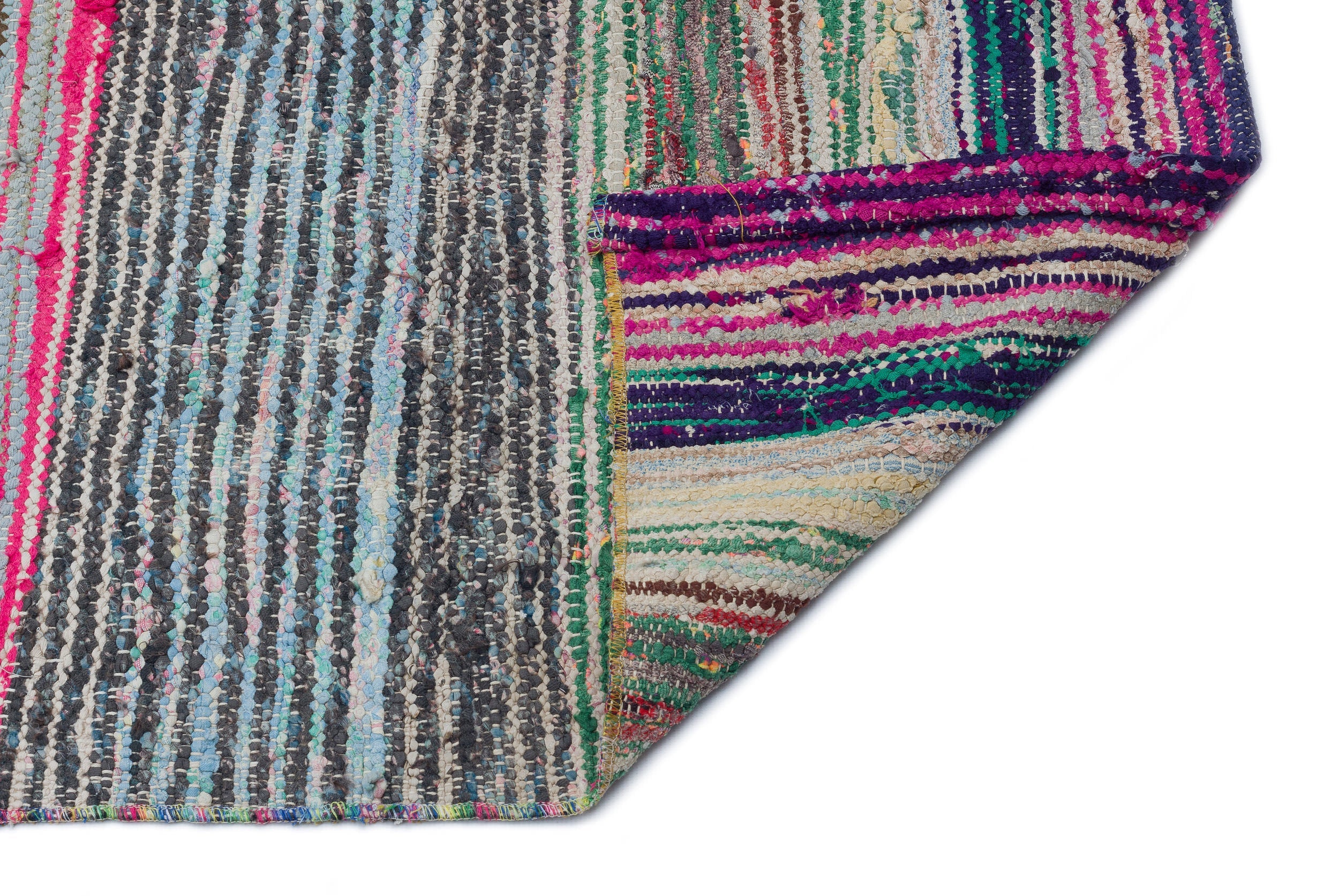 Girit Beige Striped Wool Handmade Area Rug 4'11" x 9'2"