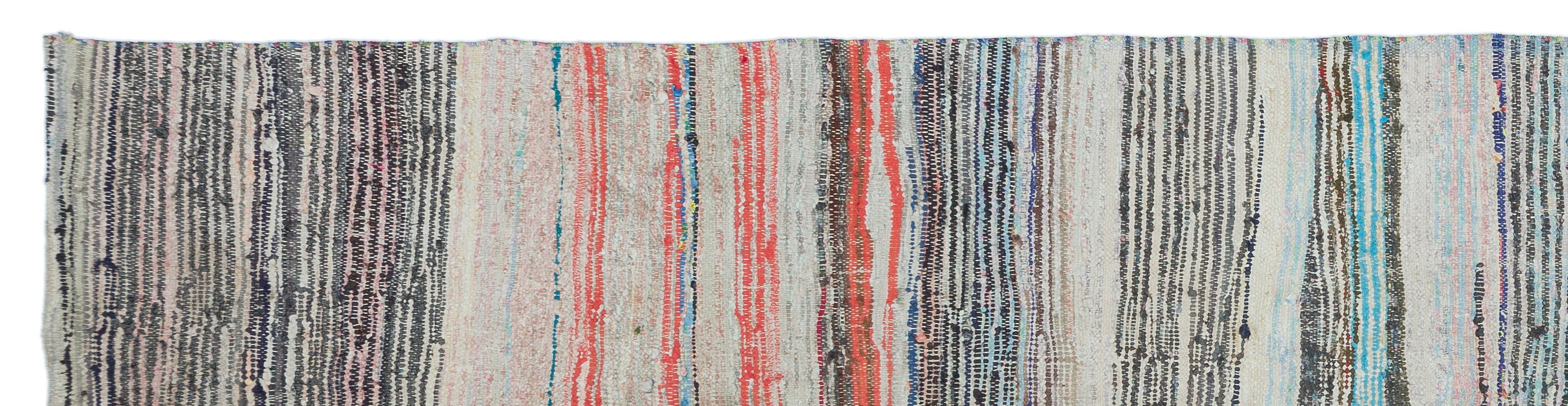 Girit Beige Striped Wool Handmade Area Rug 4'11" x 9'2"