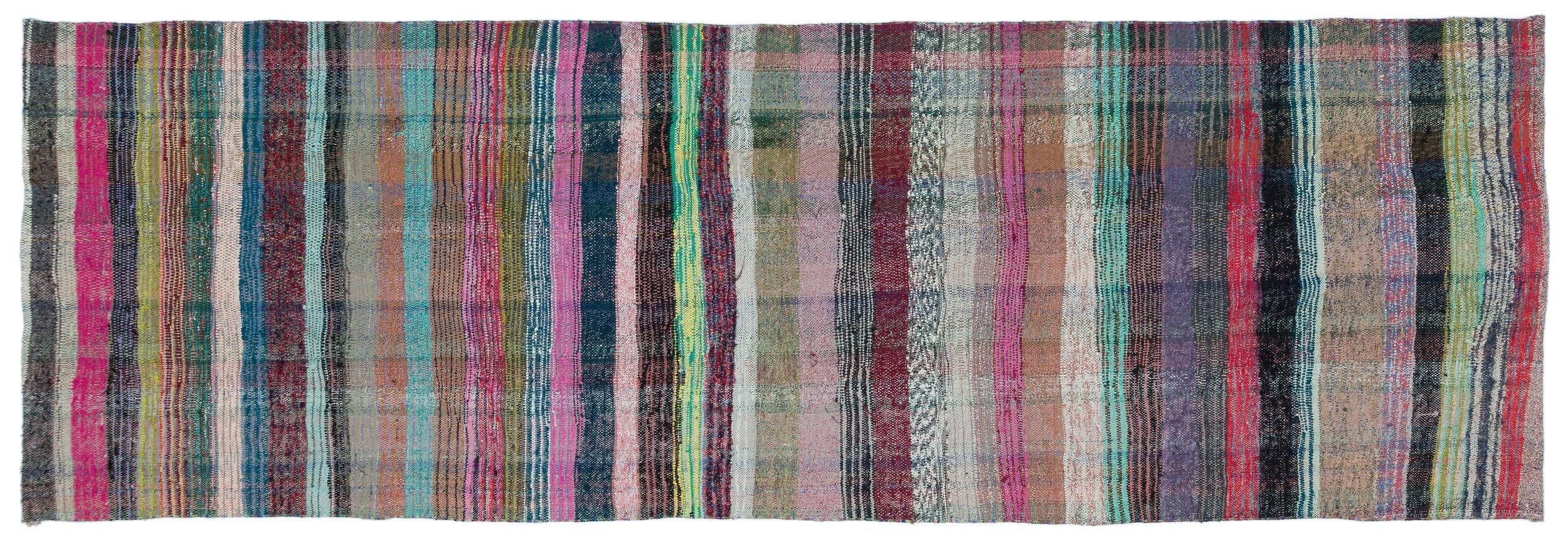 Girit Multy Striped Wool Handmade Area Rug 4'6" x 13'5"