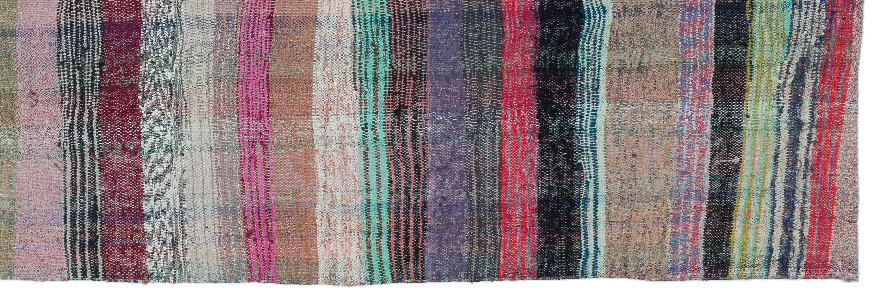 Girit Multy Striped Wool Handmade Area Rug 4'6" x 13'5"