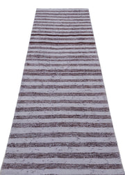 Girit Purple Striped Wool Handmade Area Rug 2'4" x 8'0"