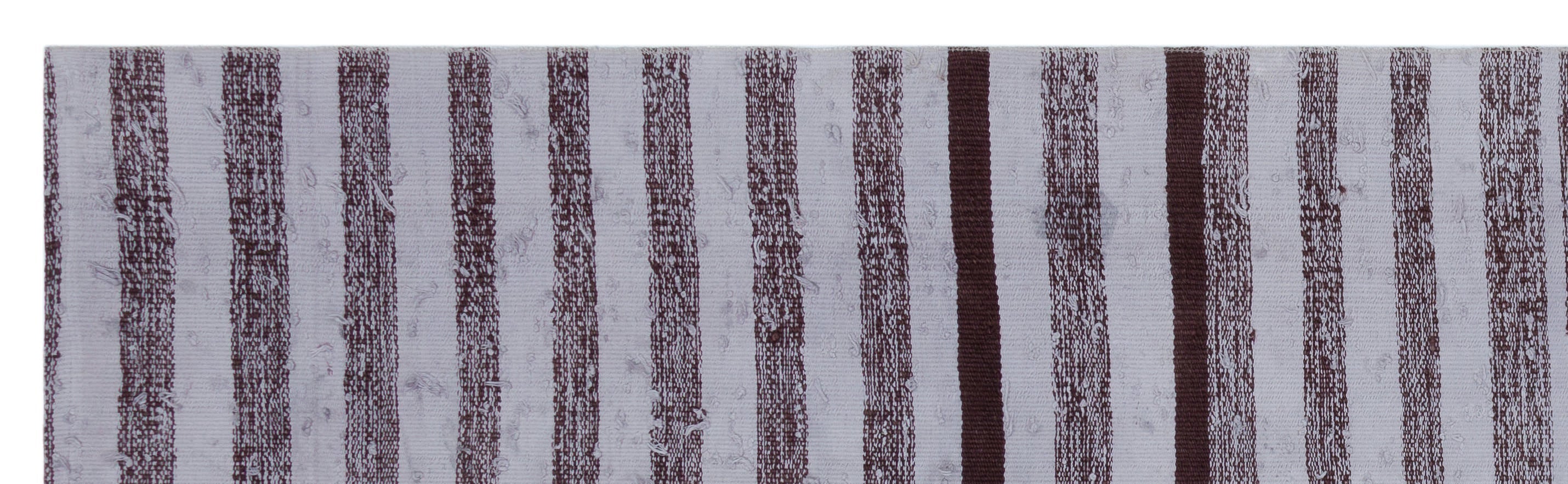 Girit Purple Striped Wool Handmade Area Rug 2'4" x 8'0"