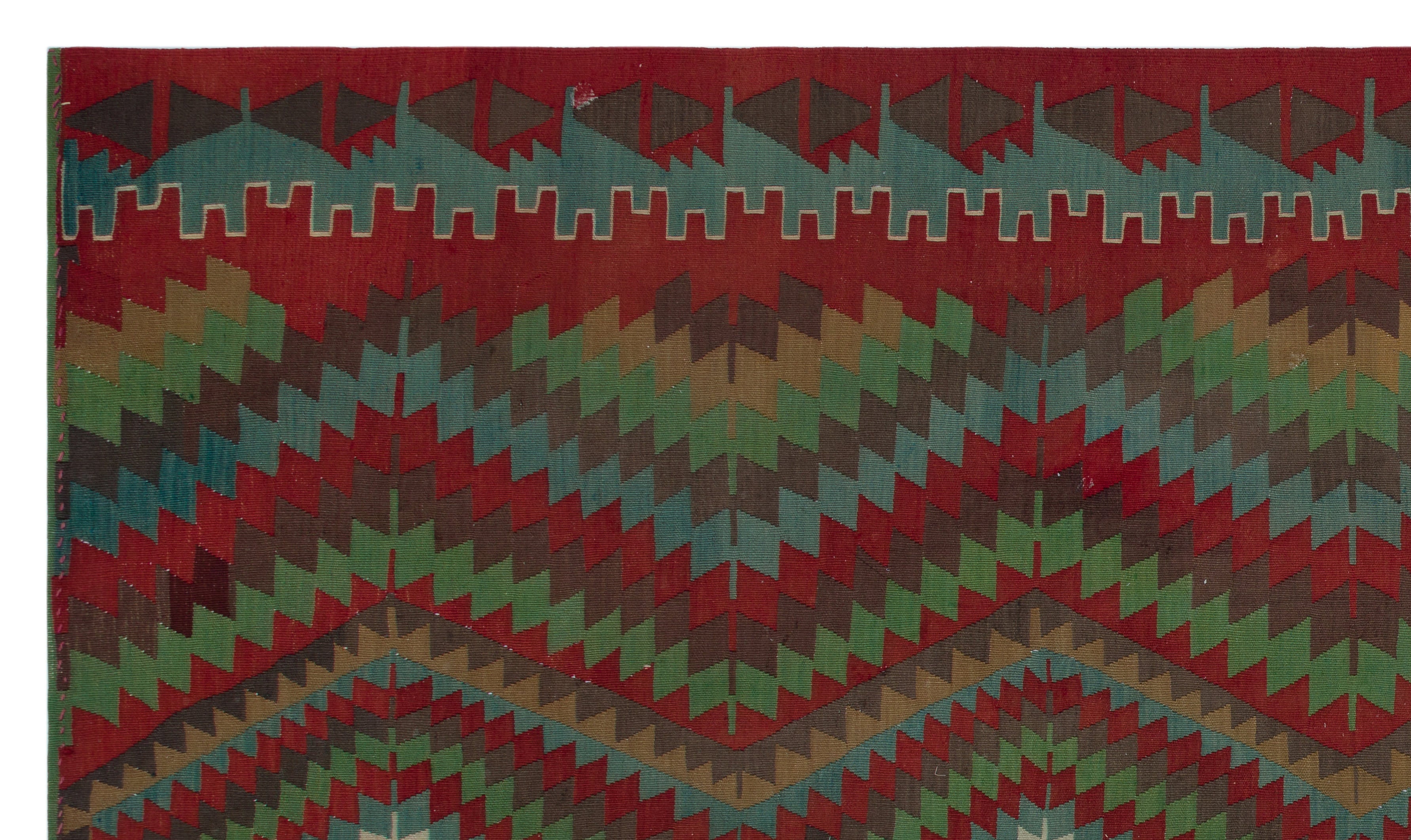 Girit Brown Geometric Wool Handmade Area Rug 5'10" x 10'0"