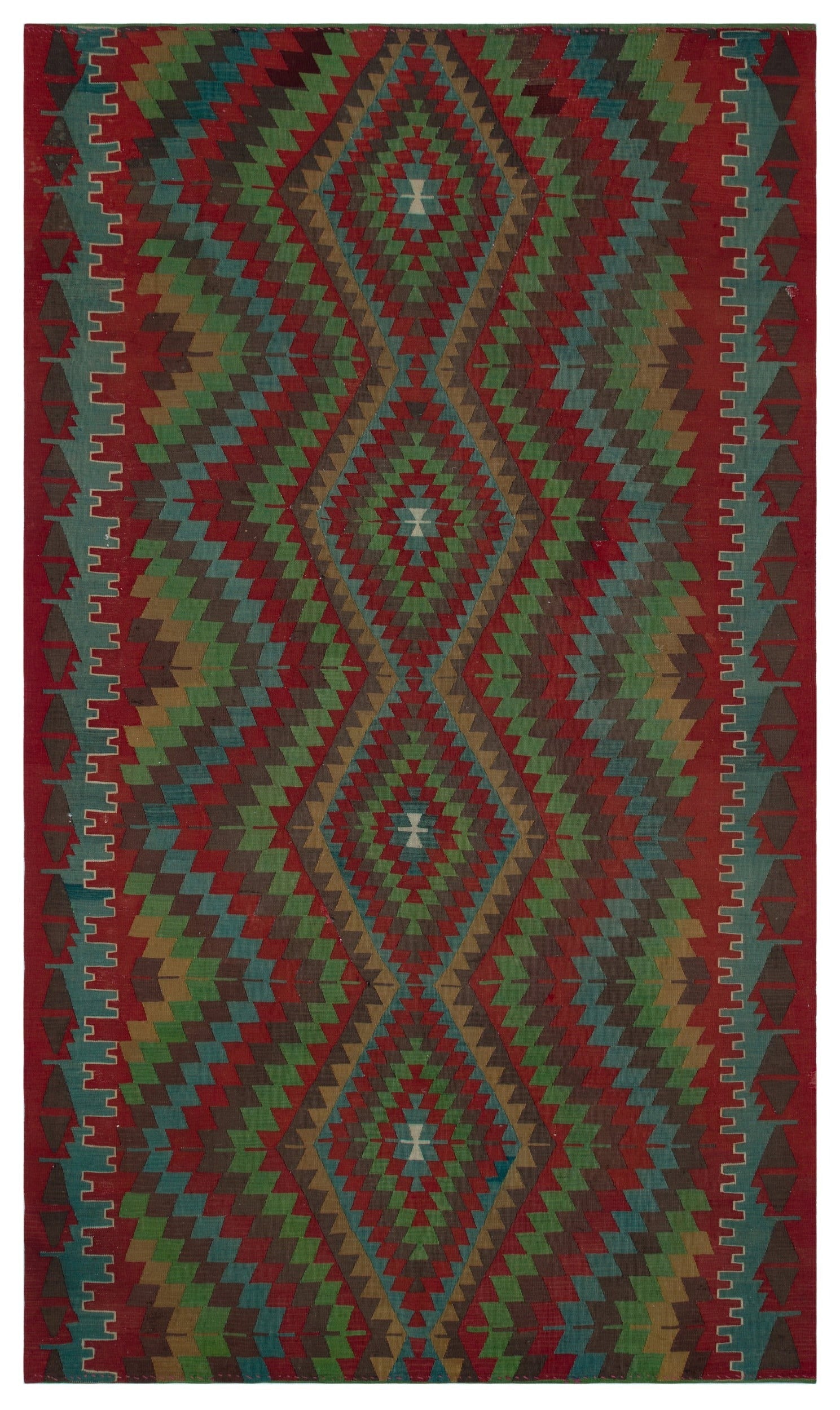 Girit Brown Geometric Wool Handmade Area Rug 5'10" x 10'0"