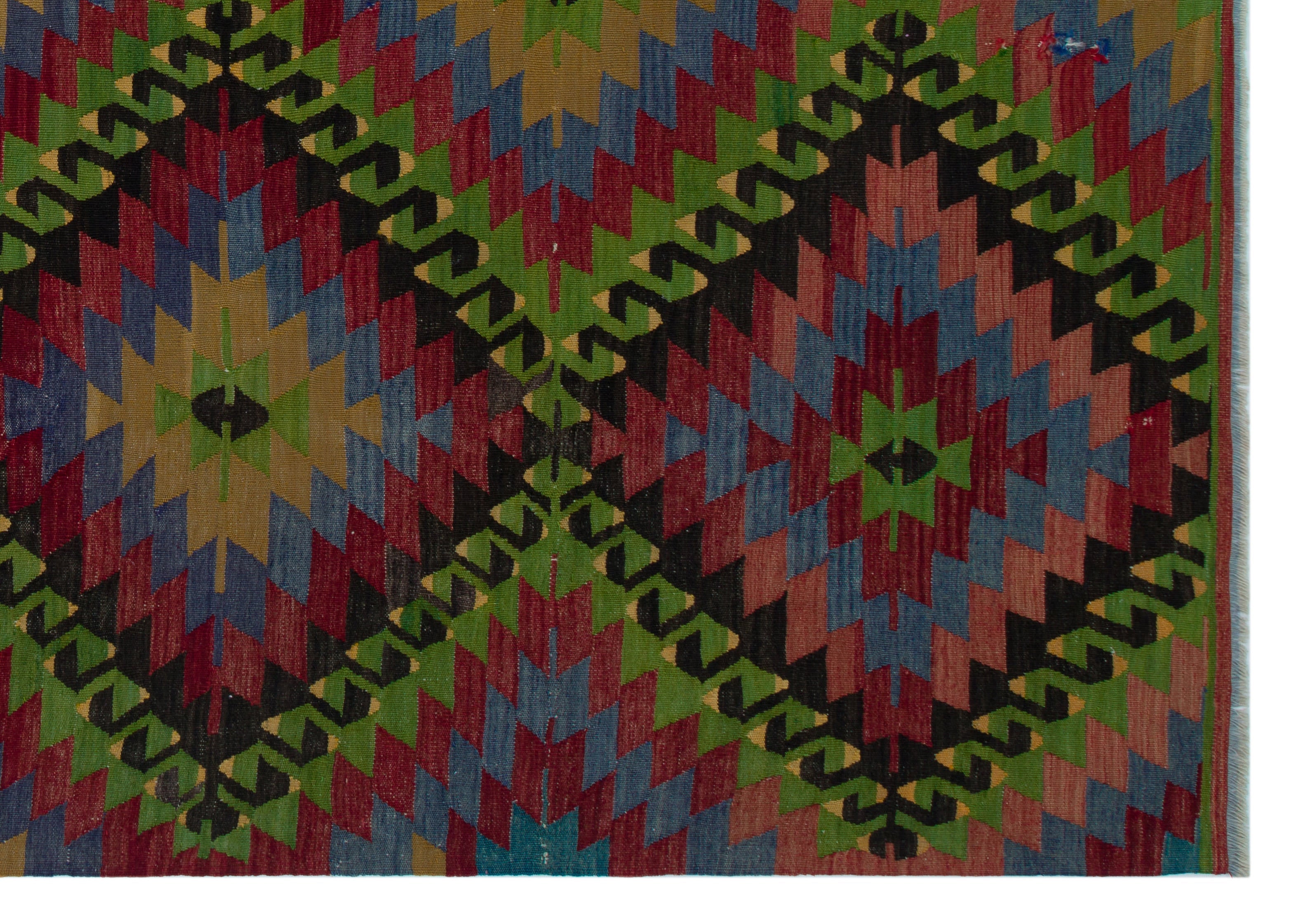 Girit Brown Geometric Wool Handmade Area Rug 5'10" x 9'4"