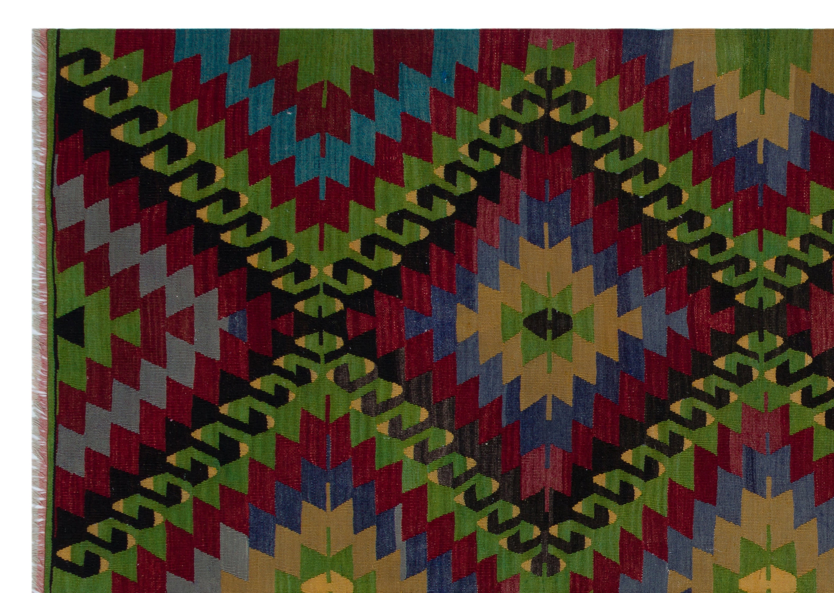 Girit Brown Geometric Wool Handmade Area Rug 5'10" x 9'4"
