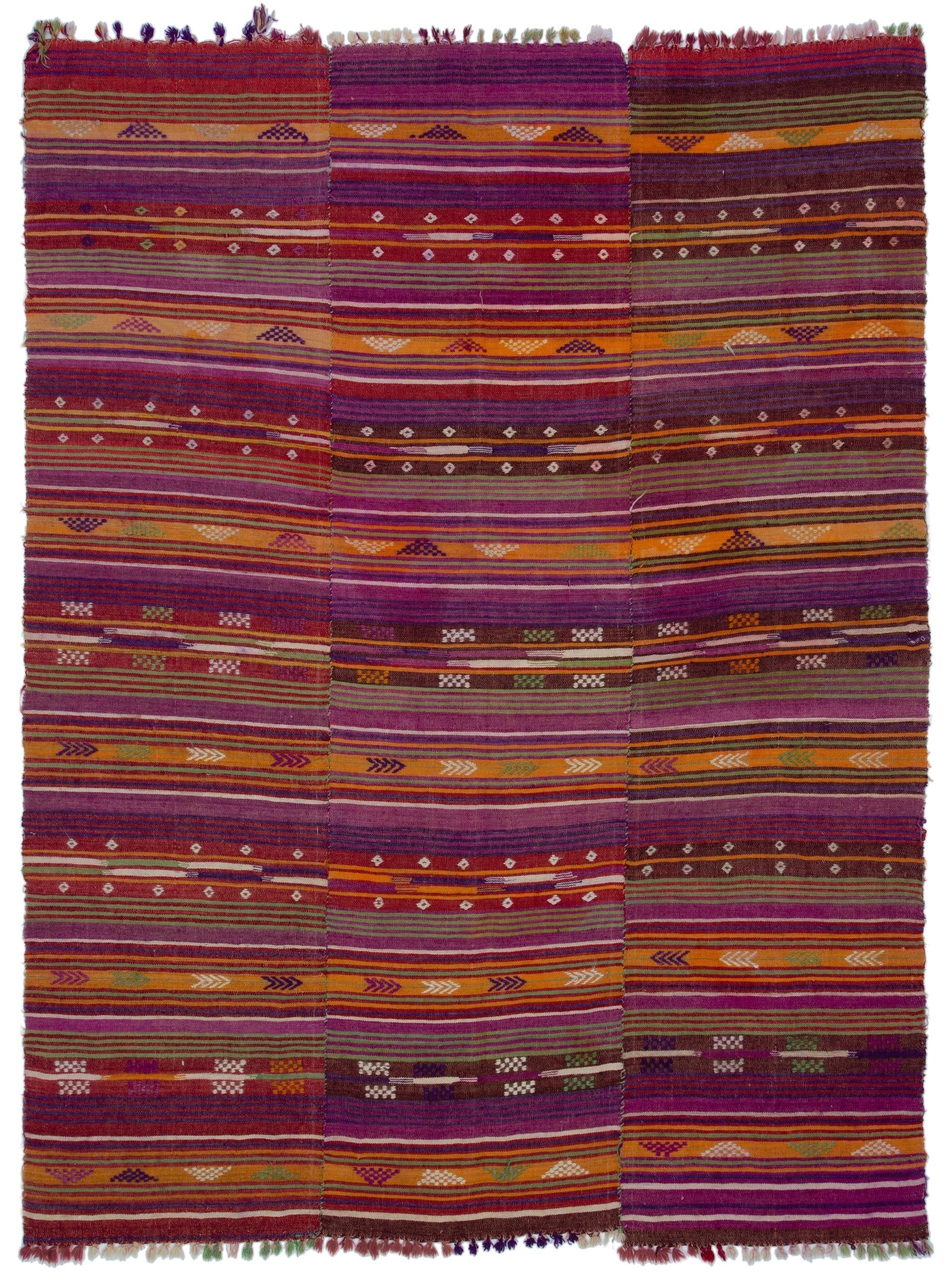 Girit Brown Geometric Wool Handmade Area Rug 5'10" x 9'9"