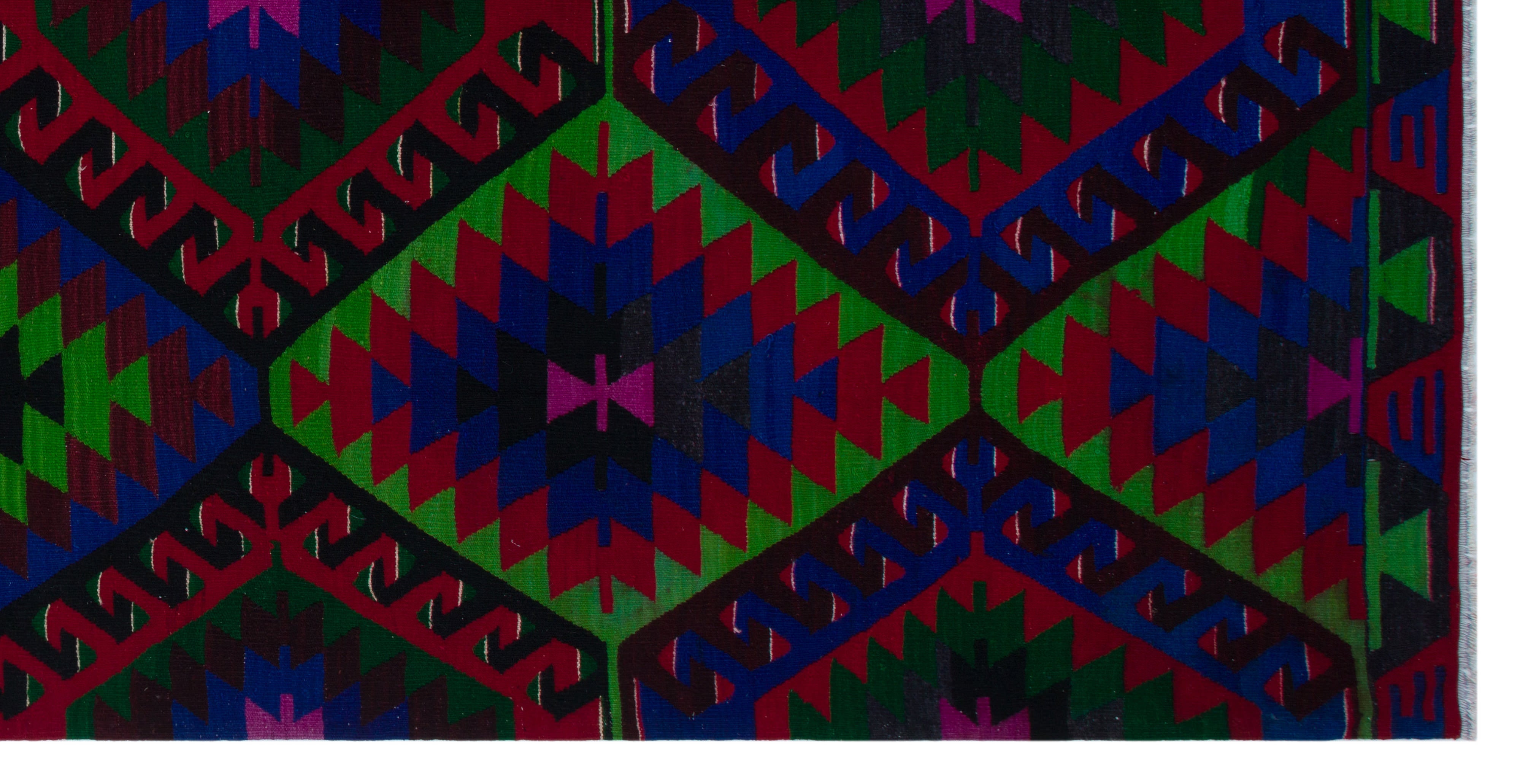 Girit Brown Geometric Wool Handmade Area Rug 5'9" x 11'1"