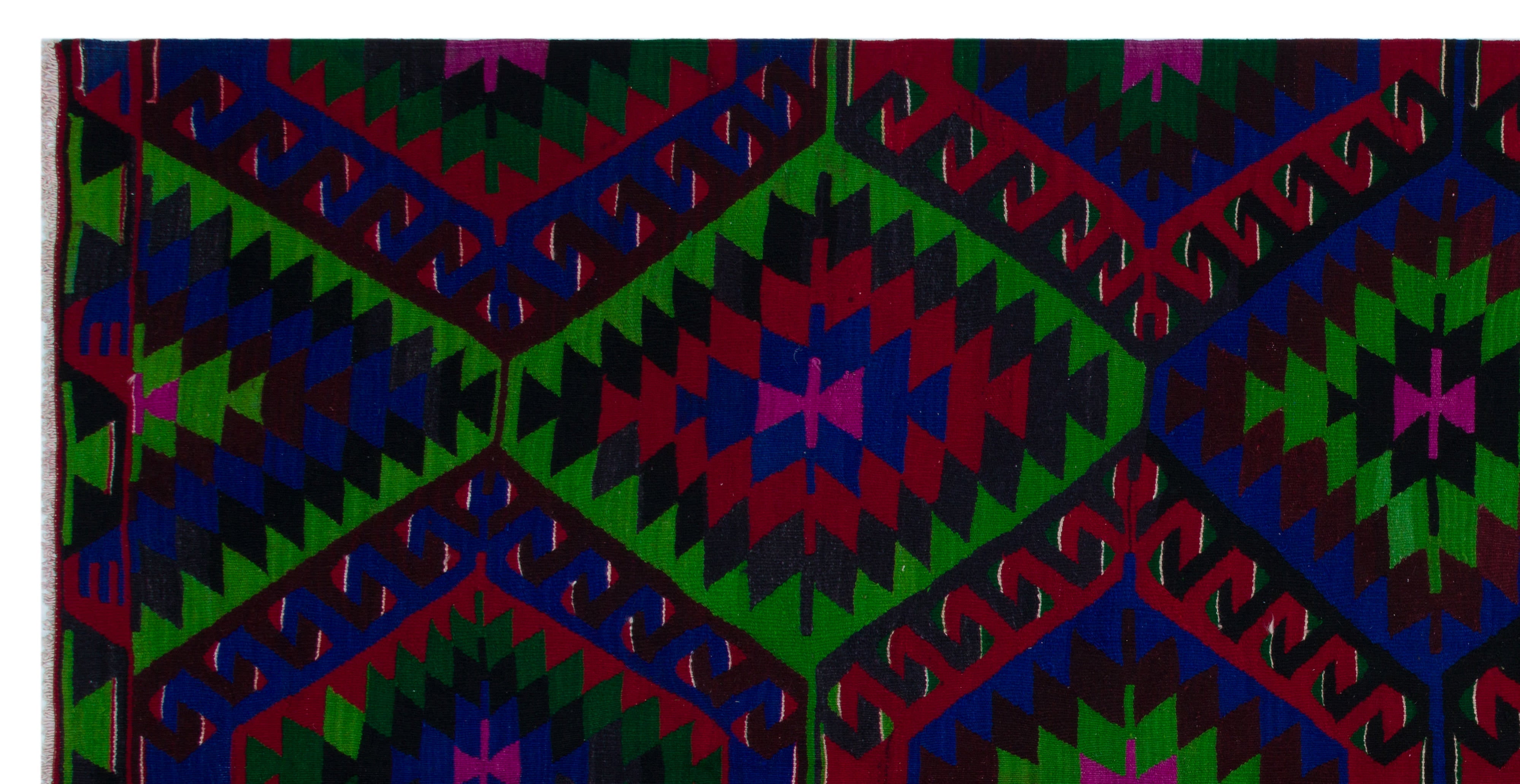 Girit Brown Geometric Wool Handmade Area Rug 5'9" x 11'1"