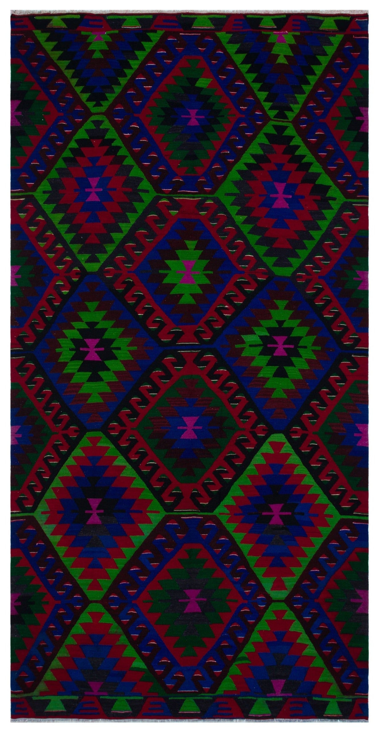 Girit Brown Geometric Wool Handmade Area Rug 5'9" x 11'1"