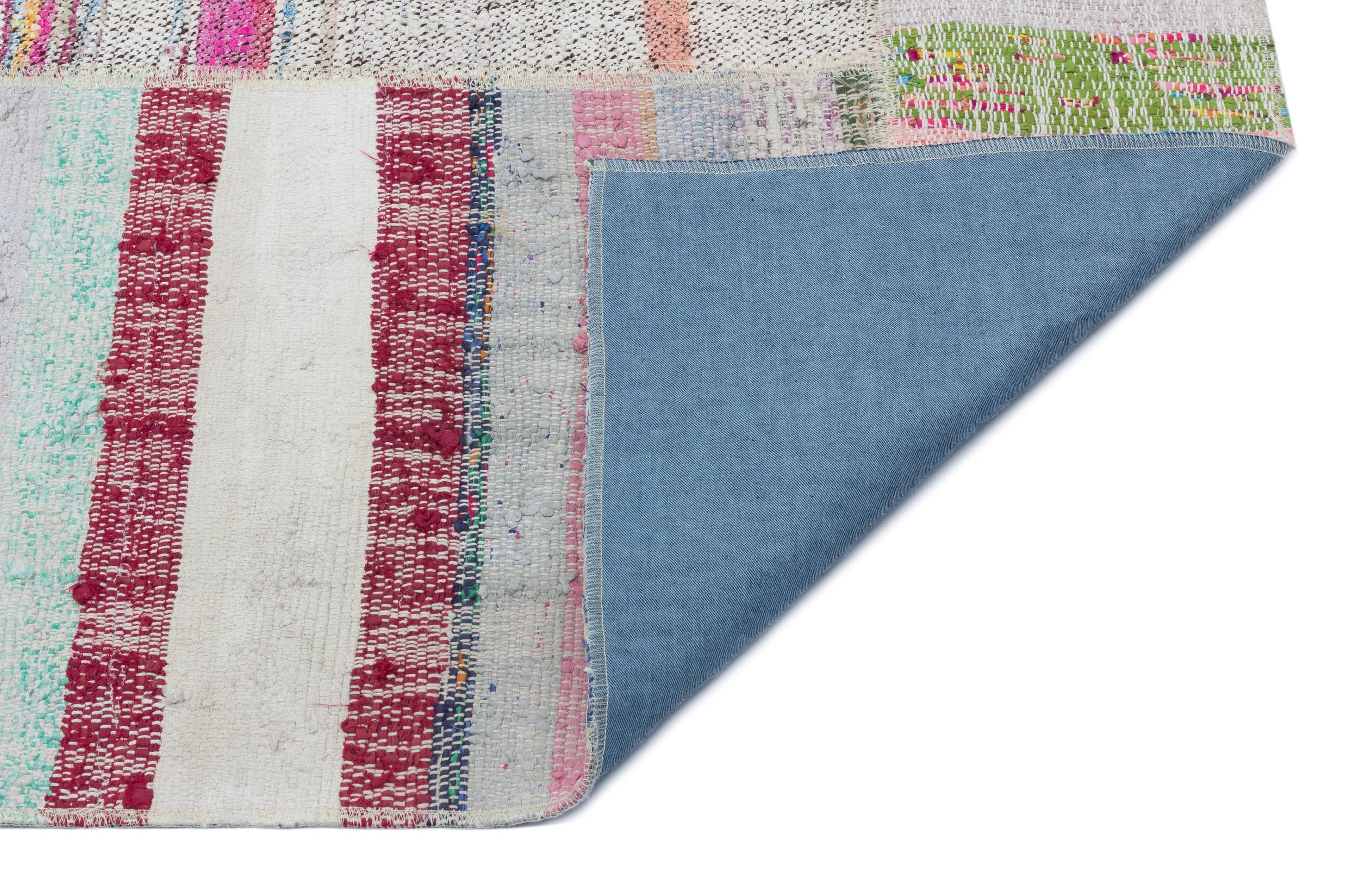 Teselya Beige Striped Wool Handmade Area Rug 5'3" x 7'7"